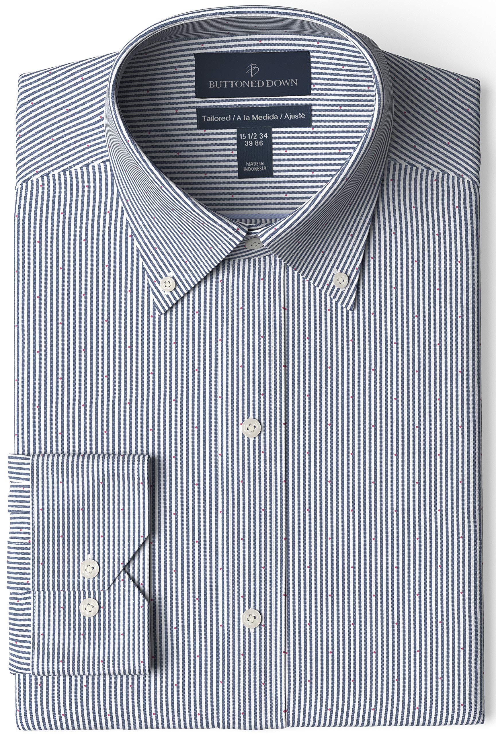 Men's Tailored Fit Button-Down Collar Dress Shirt - Classic Pattern for Business, Office & Formal Occasions