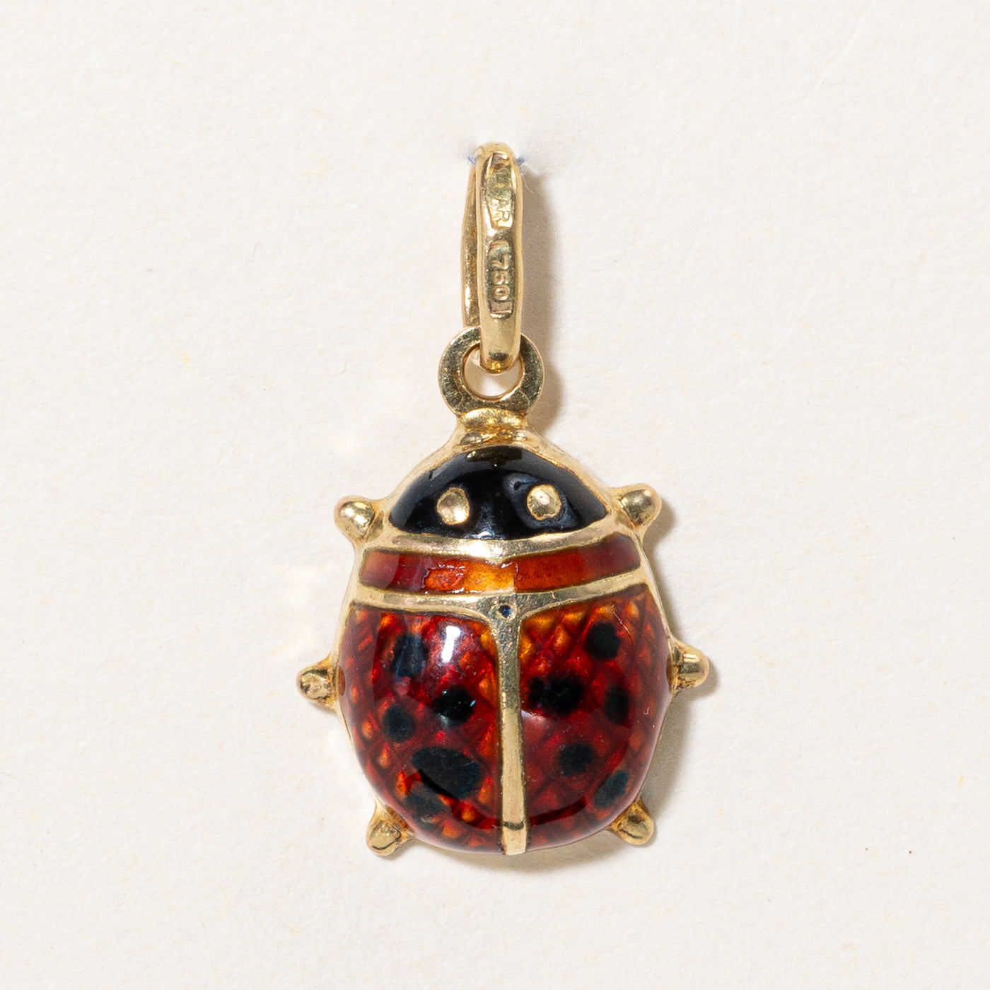 18K Yellow Gold & Enamel Ladybug Charm Pendant - Elegant Jewelry Gift for Women, Perfect for Birthdays, Anniversaries & Everyday Wear