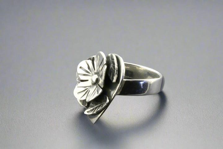 Flowering Heart Ring - Sterling Silver Adjustable Ring for Women - Perfect for Valentine's Day, Anniversary & Romantic Gifts