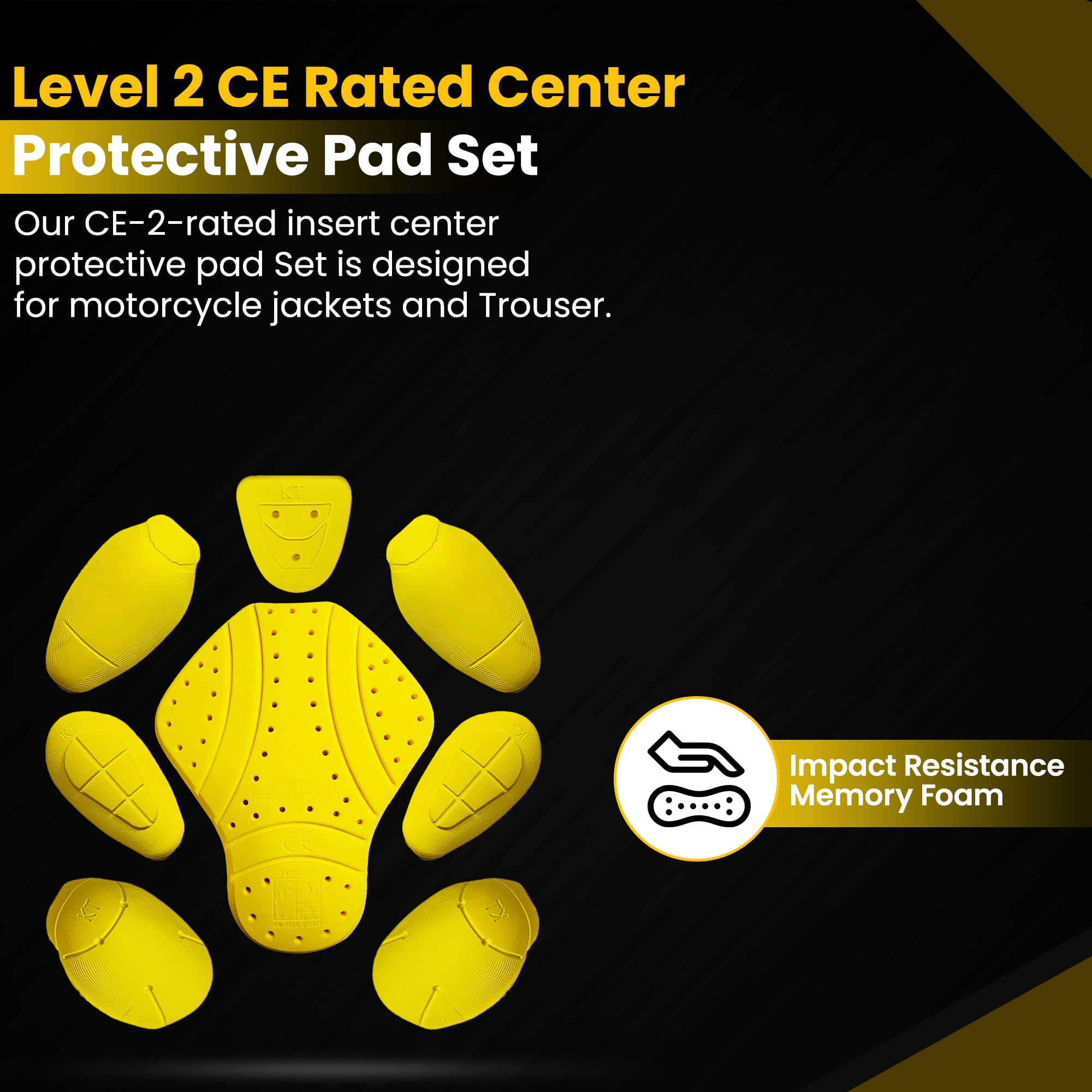 CE Level 2 Certified 8-Piece Motorcycle Armor Set - Back, Shoulder, Hip, Thigh & Elbow Protectors for Riding Gear | Impact Protection for Street Bikes, Cruisers & Adventure Motorcycles