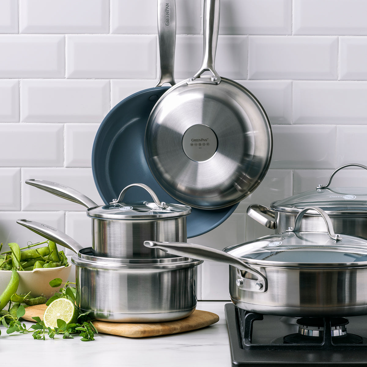 Treviso Ceramic Nonstick Stainless Steel 10-Piece Cookware Set - Durable Kitchen Pots & Pans for Cooking, Frying & Baking - Perfect for Home Chefs & Professional Kitchens