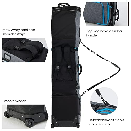 XCMAN Adjustable Length Roller Snowboard Bag with Wheels - Durable Travel Case for Snowboarding Gear, Perfect for Airports, Slopes & Winter Sports Trips