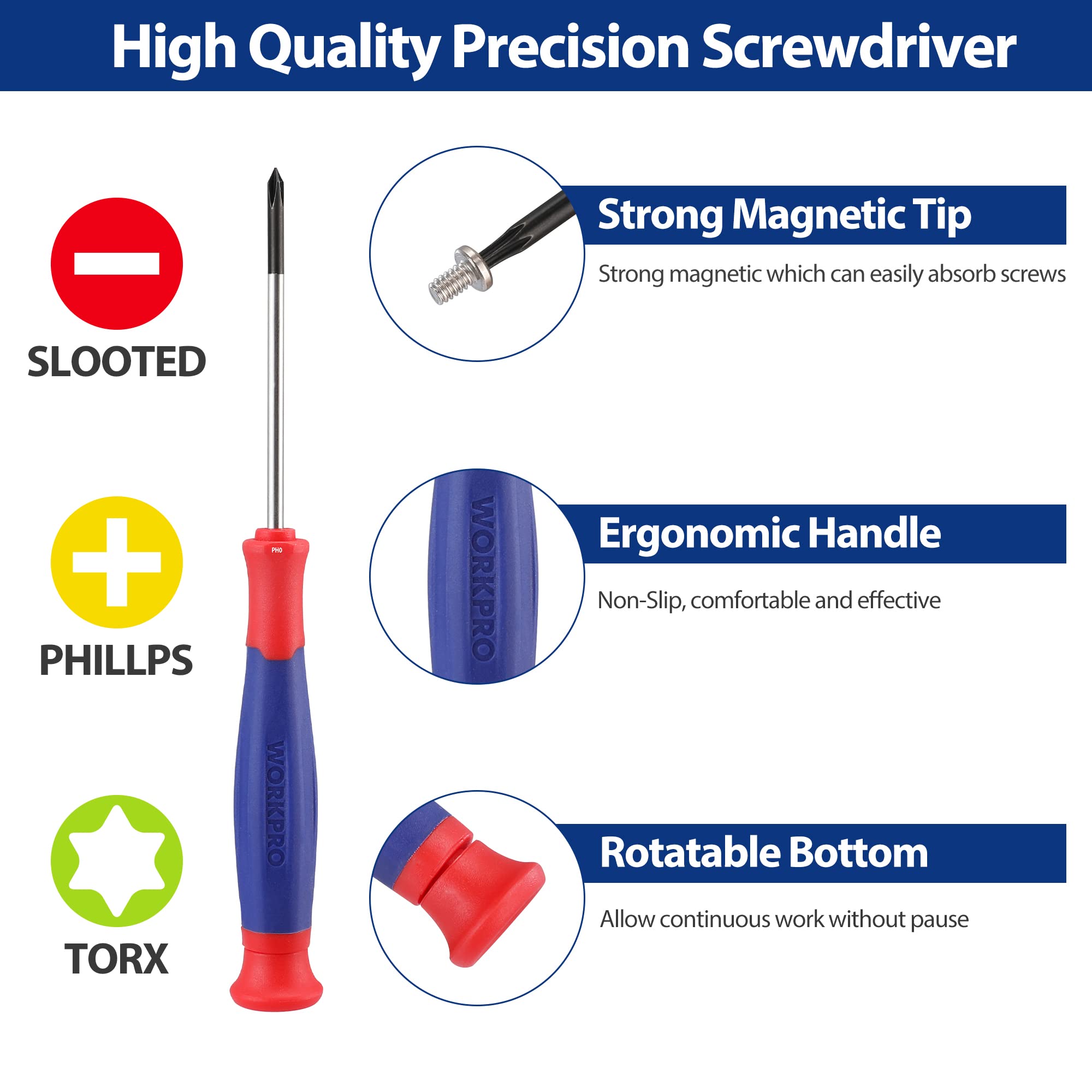 WORKPRO 33-Piece Precision Repair Tool Kit with Pliers, Screwdrivers, Craft Knife & Tweezers - Electronic Repair Tools for Laptops, Phones, Computers & Gaming Accessories - Perfect for DIY Repairs, Home Maintenance & Tech Enthusiasts