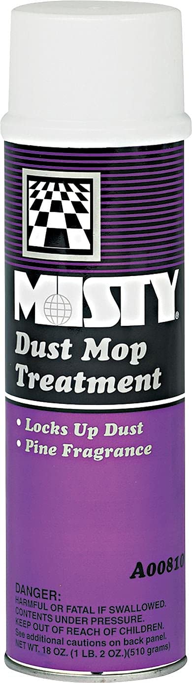 Misty 1003402 Pine Scented Dust Mop Treatment Spray - 20oz Aerosol Can (Pack of 12) | Professional Floor Cleaning Solution for Homes, Offices & Commercial Spaces