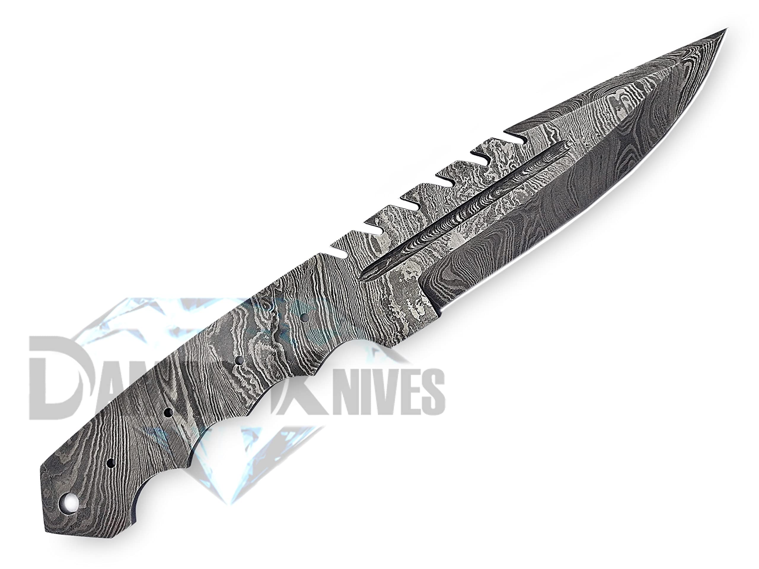 Premium Damascus Steel Blank Blade for Knife Making - Handcrafted Custom Knife Blades - Perfect for DIY Knife Projects, Bushcraft, and Outdoor Survival Tools