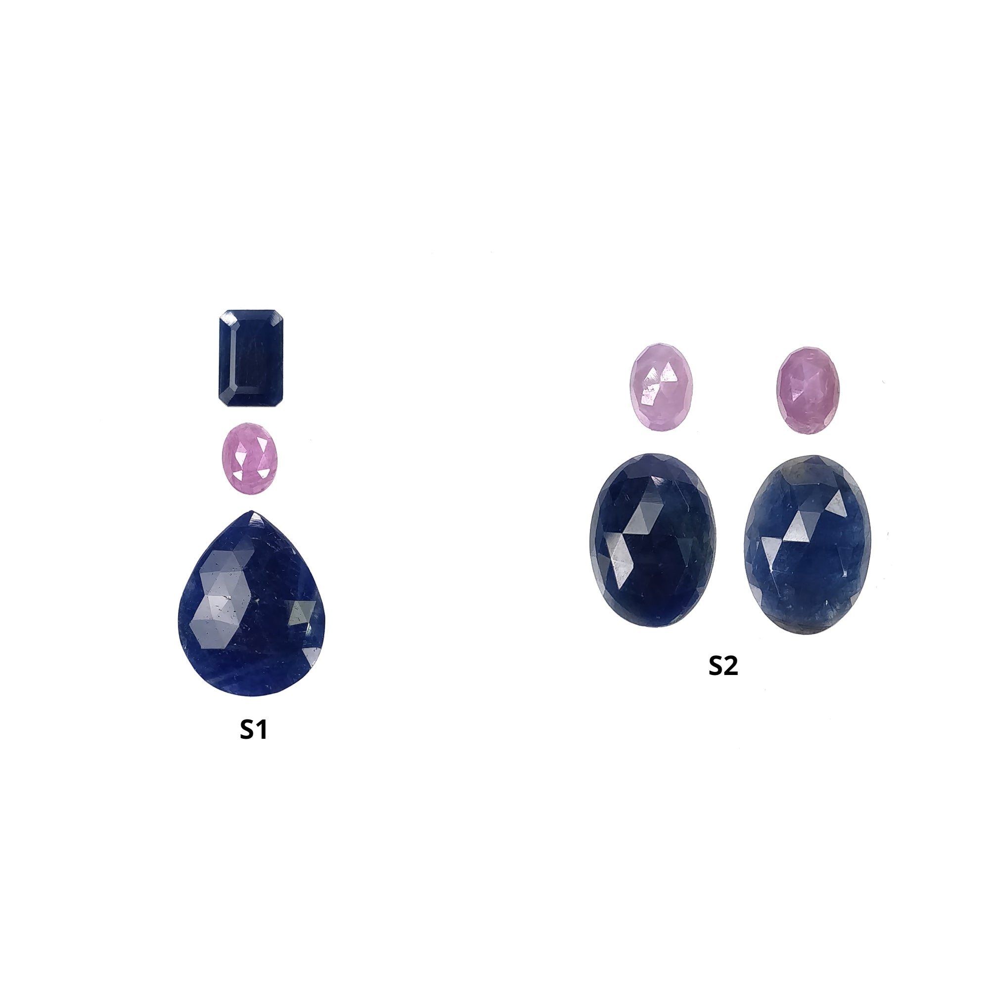 Natural Untreated Blue & Raspberry Sapphire Gemstone Set - Rose & Step Cut Pear & Oval Shape (3pcs) | Perfect for Engagement Rings, Wedding Bands & Fine Jewelry Making
