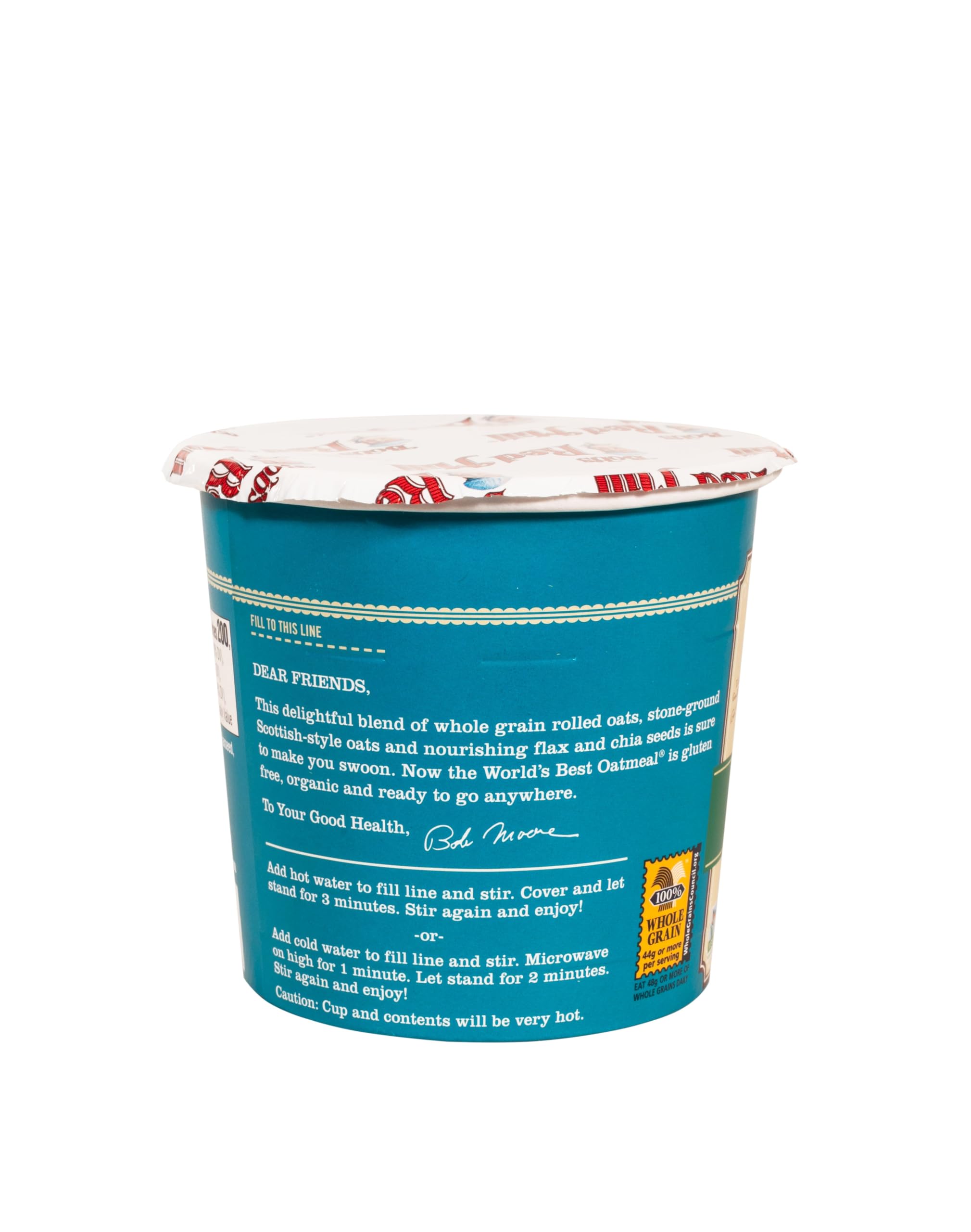 Organic Gluten Free Oatmeal Cup with Flax & Chia Seeds - Bob's Red Mill Classic 1.8oz (Pack of 1) | Non-GMO, Whole Grain, Kosher Certified | Quick Breakfast, Healthy Snack & On-the-Go Meal