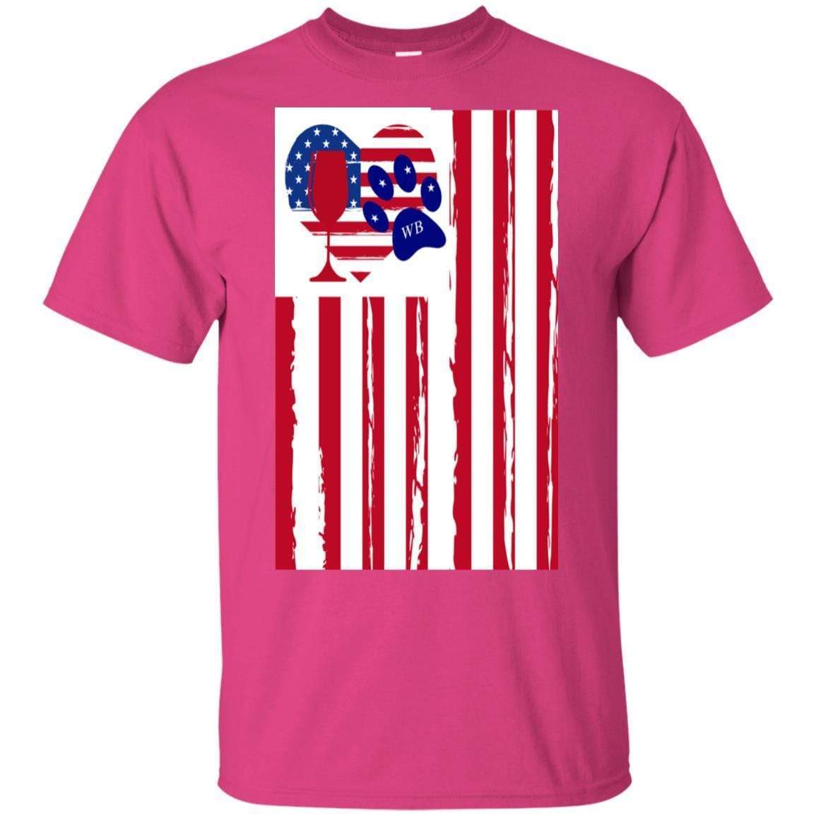 American Flag Wine Paw Heart Ultra Soft Cotton T-Shirt | Patriotic & Fun Graphic Tee for Women | Perfect for Casual Wear, Parties & Wine Lovers