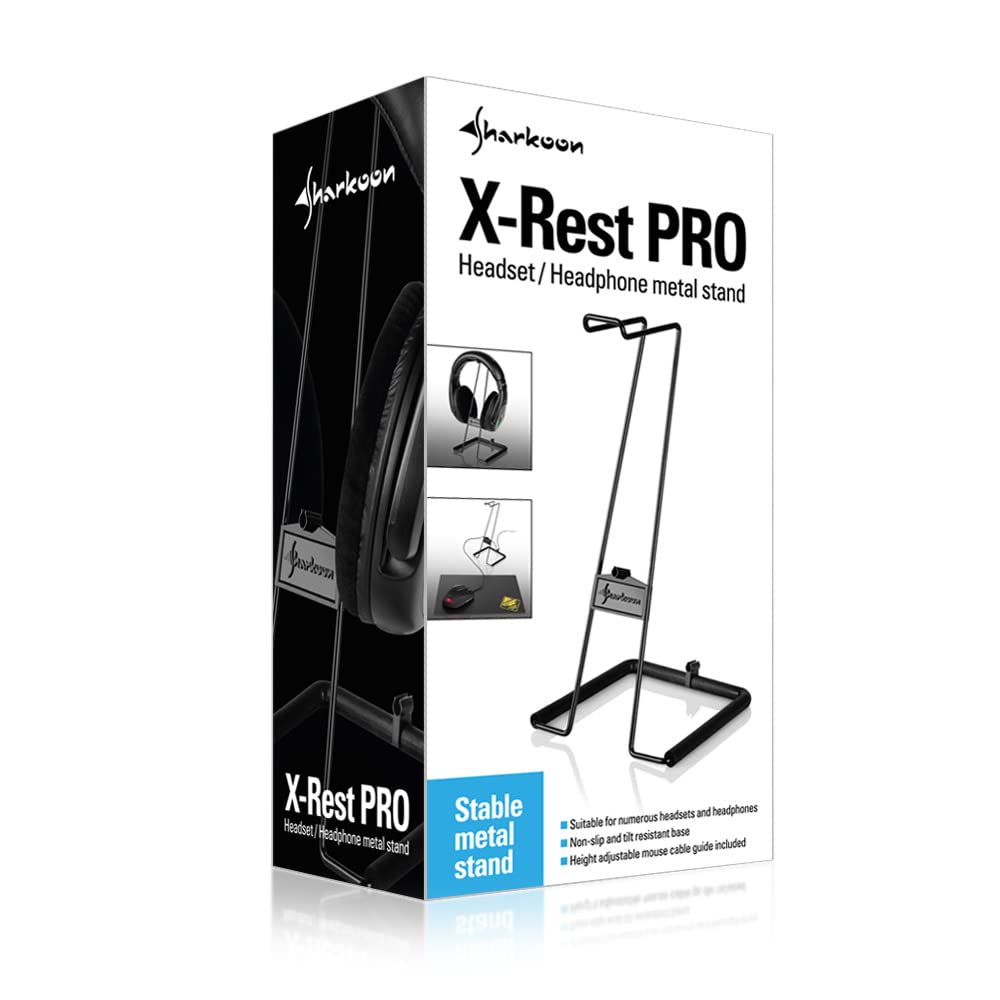 Sharkoon X-Rest Surround Sound Headphone Stand - Black | Ergonomic Gaming & Studio Headset Holder for Desk Organization | Perfect for Gamers, Streamers & Audiophiles
