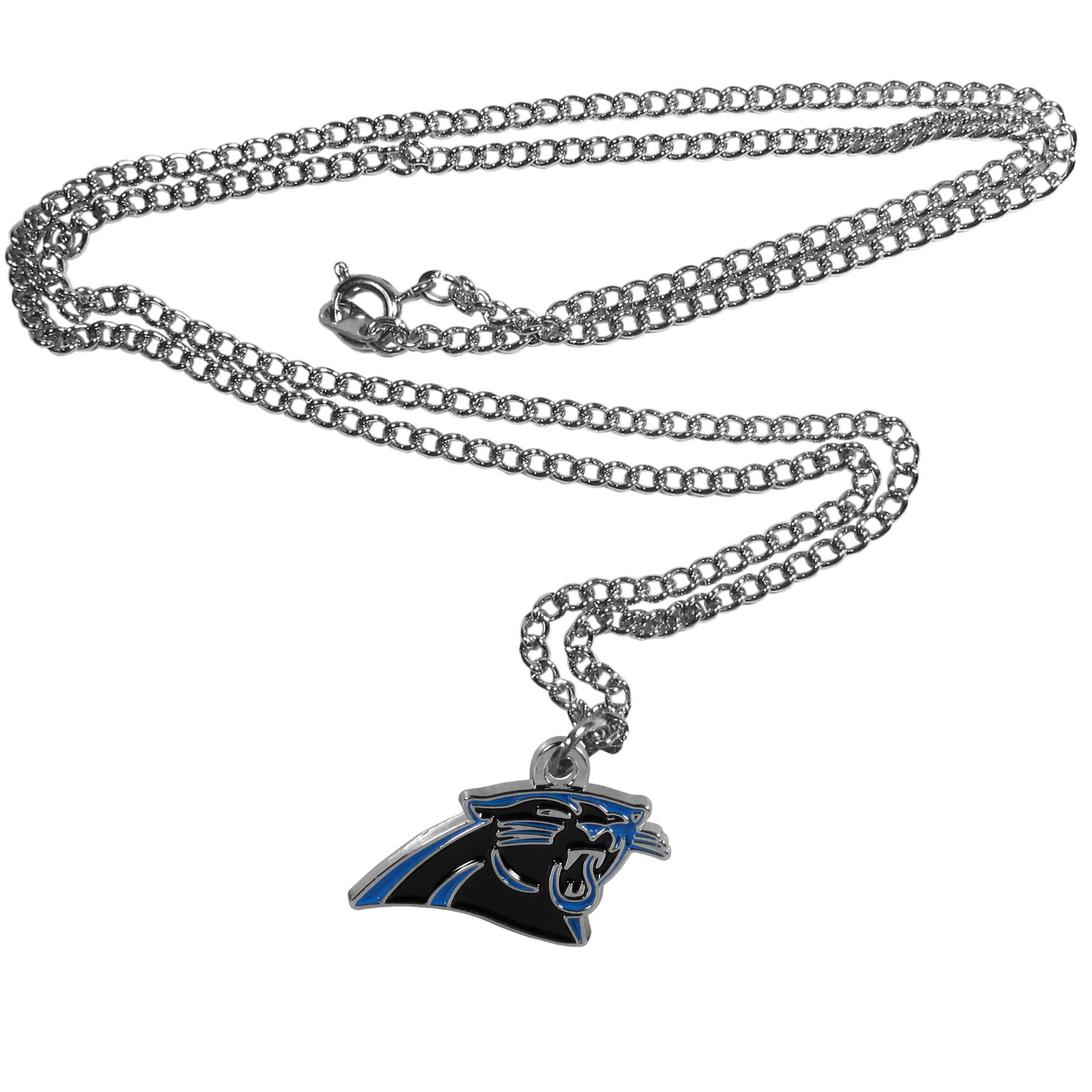 Carolina Panthers NFL Team Color Chain Necklace with Small Charm - 22 Inch Sports Fan Jewelry for Game Day & Tailgating