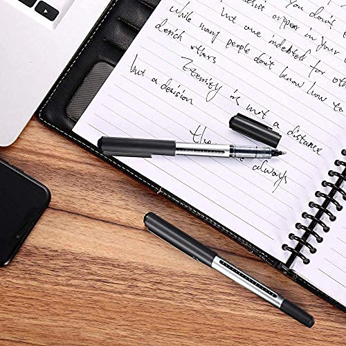GXR 12-Pack 0.5mm Extra Fine Point Liquid Ink Rollerball Pens - Quick-Drying Black Ink for Smooth Writing - Perfect for Office Work, School Notes, Journaling & Everyday Use