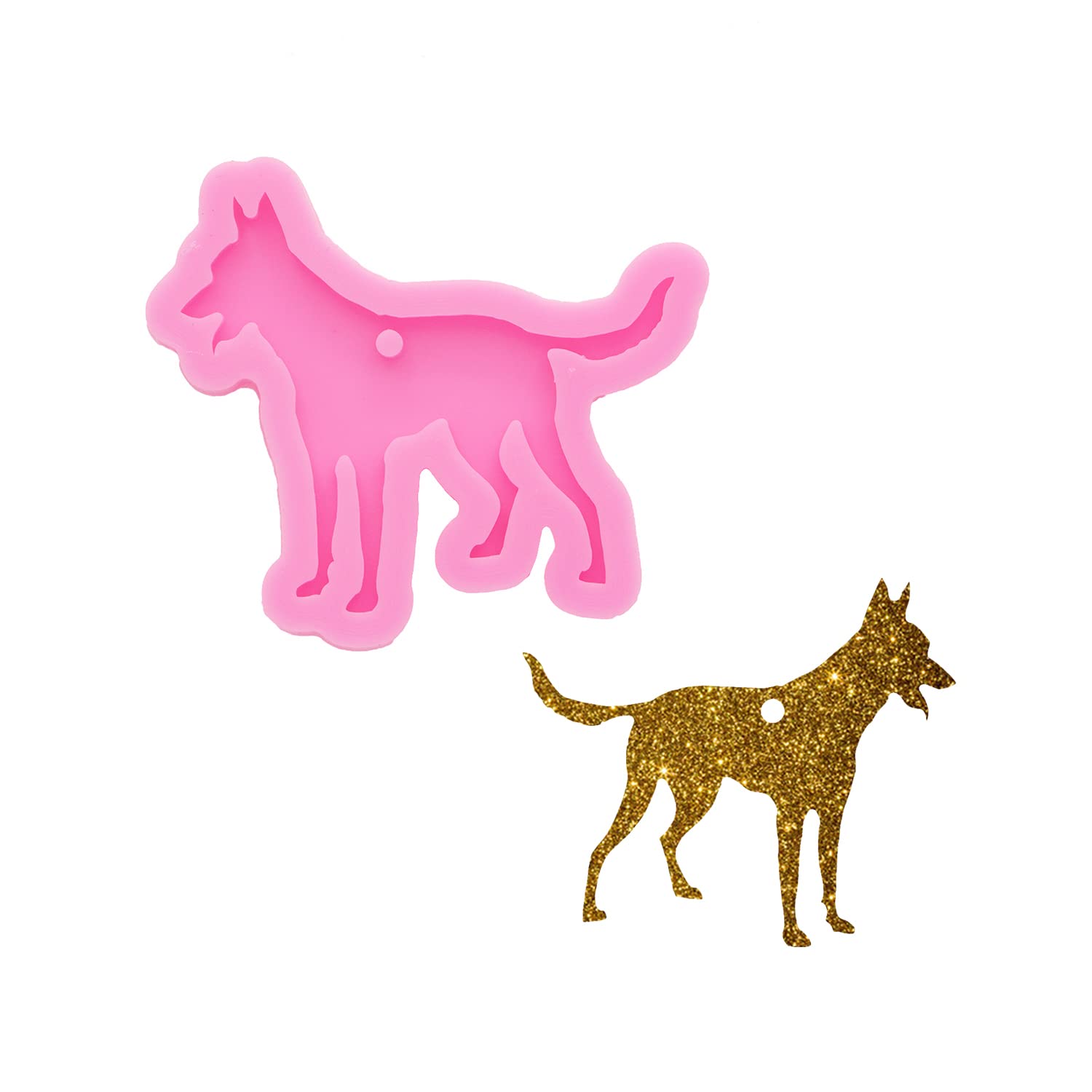 Shiny Glossy Dog Shape Keychain Molds for Epoxy Resin DIY - Silicone Keychain Molds with Hole for Polymer Clay & Jewelry Making - Perfect for Custom Keychains, Pendants & Epoxy Crafting Projects (Great for Gifts & Handmade Crafts)