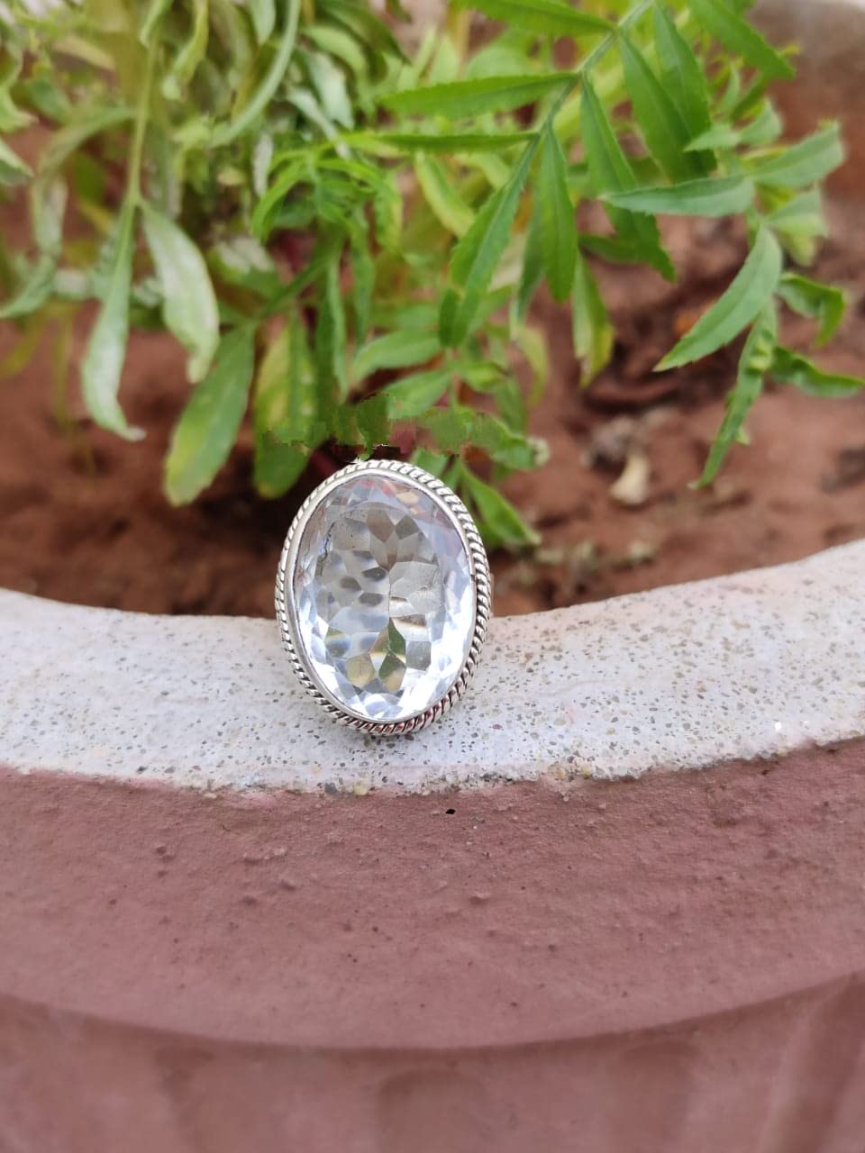 925 Sterling Silver Crystal Quartz Gemstone Ring - Handcrafted Boho Statement Ring for Women | Clear Quartz Engagement & Anniversary Jewelry Gift | Perfect for Casual Wear, Boho Chic Outfits & Special Occasions