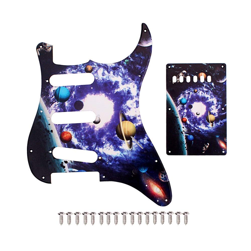 SSS ST Electric Guitar Pickguard with Back Plate & Mounting Screws - Replacement Guitar Parts & Accessories for DIY Guitar Repair & Upgrades | Perfect for Fender Stratocaster Style Guitars