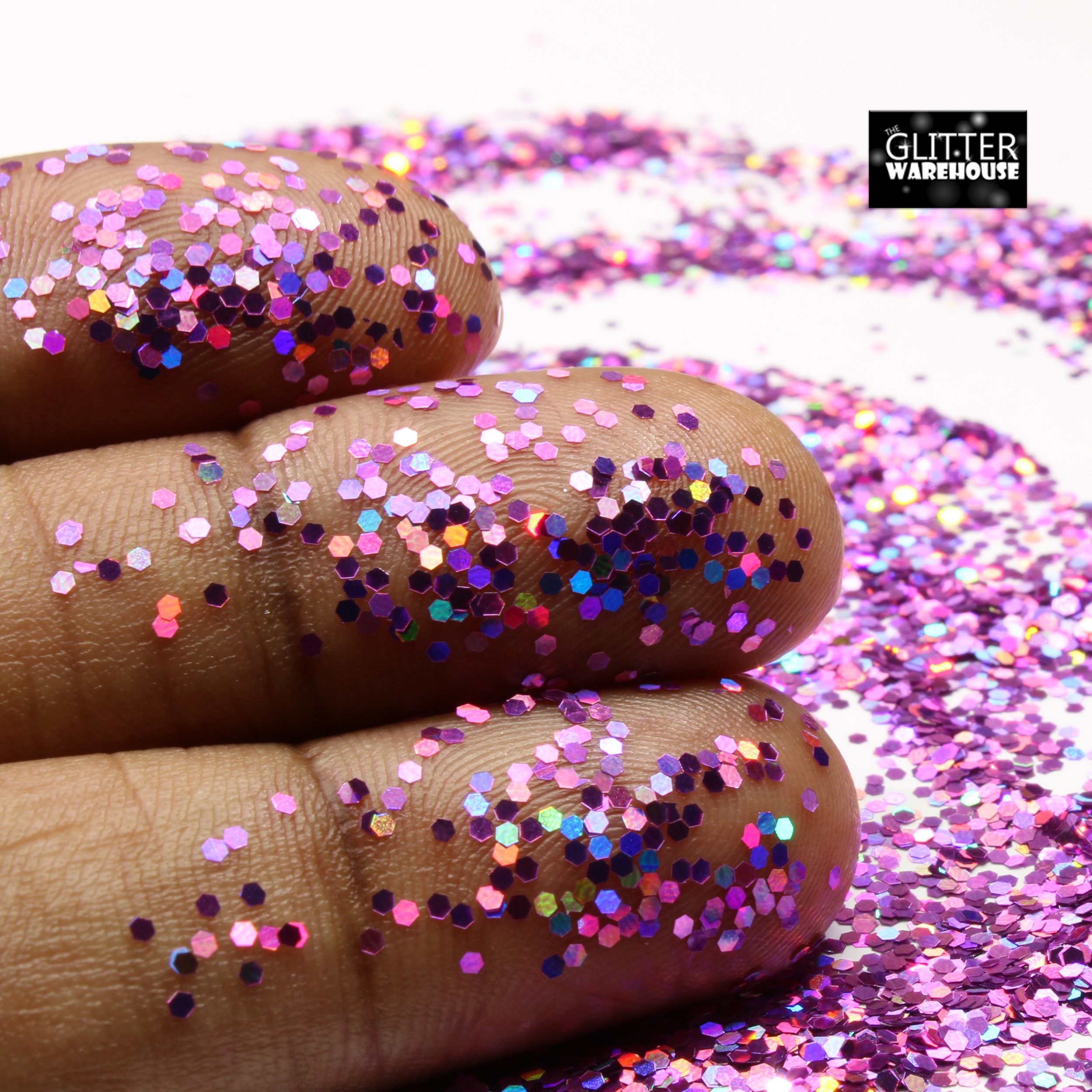 1mm Chunky Rose Pink Holographic Glitter Powder - Cosmetic Grade Loose Glitter for Face, Body, Hair, Nails, Eyes & Lips - 50g Resealable Bag - Perfect for Festival Makeup, Rave, Cosplay, Nail Art & DIY Crafts