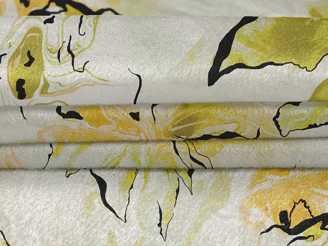 oneOone Velvet Yellow Floral Printed Fabric by The Yard - 58 Inch Wide DIY Sewing Supplies for Clothing, Dresses & Home Decor | Soft & Durable Material for Crafting, Quilting & Upholstery