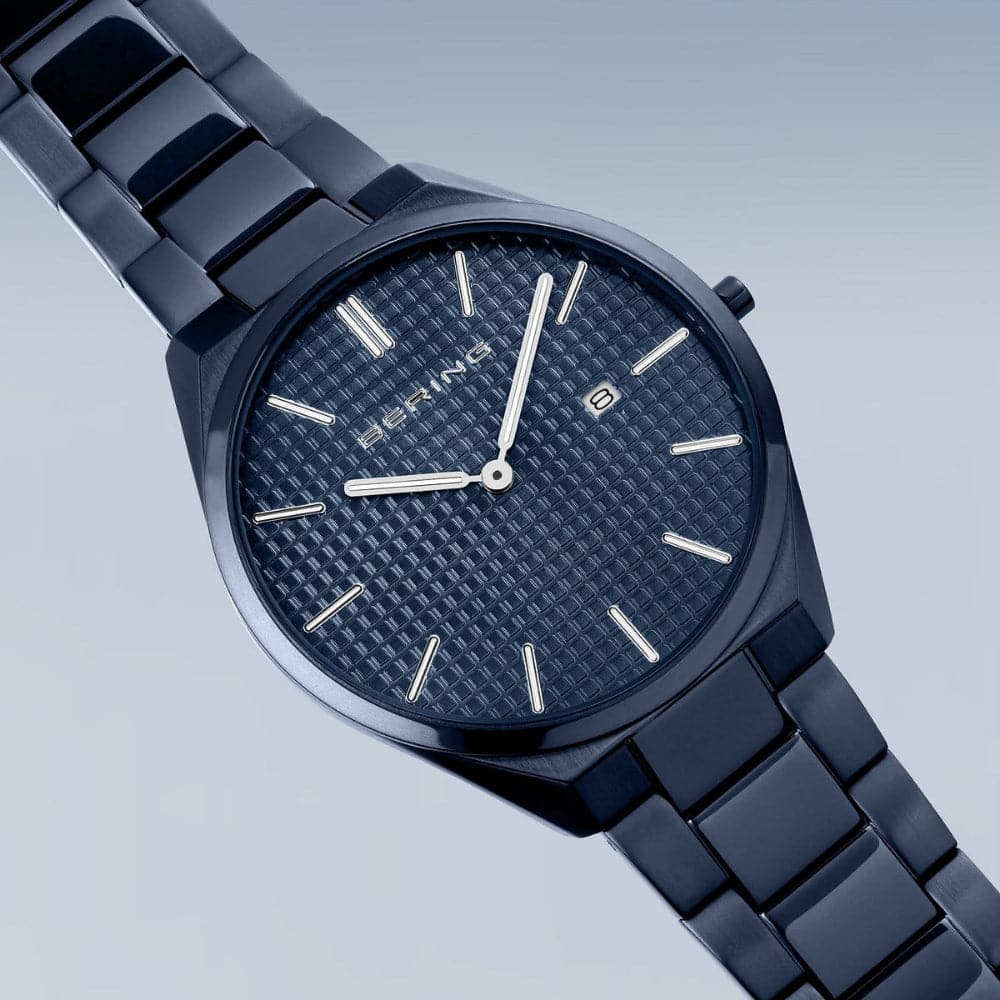 BERING 17240 797 Ultra Slim Blue Stainless Steel Bracelet Men's Watch - Stylish & Durable for Business, Casual & Formal Occasions