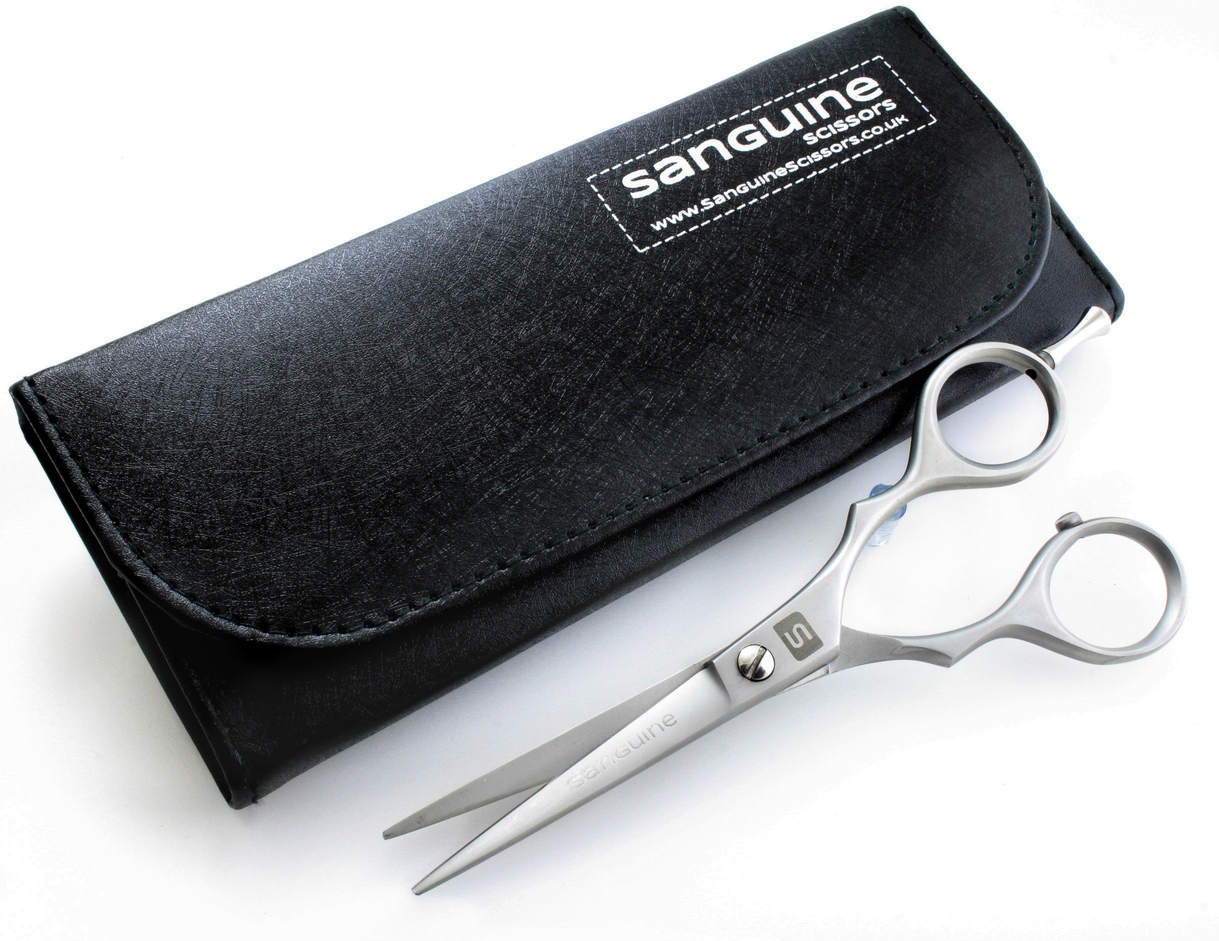 Professional Hair Cutting Scissors for Bangs & Fringe Trimming - Barber & Salon Shears with Leather Case - Perfect for Home & Professional Styling