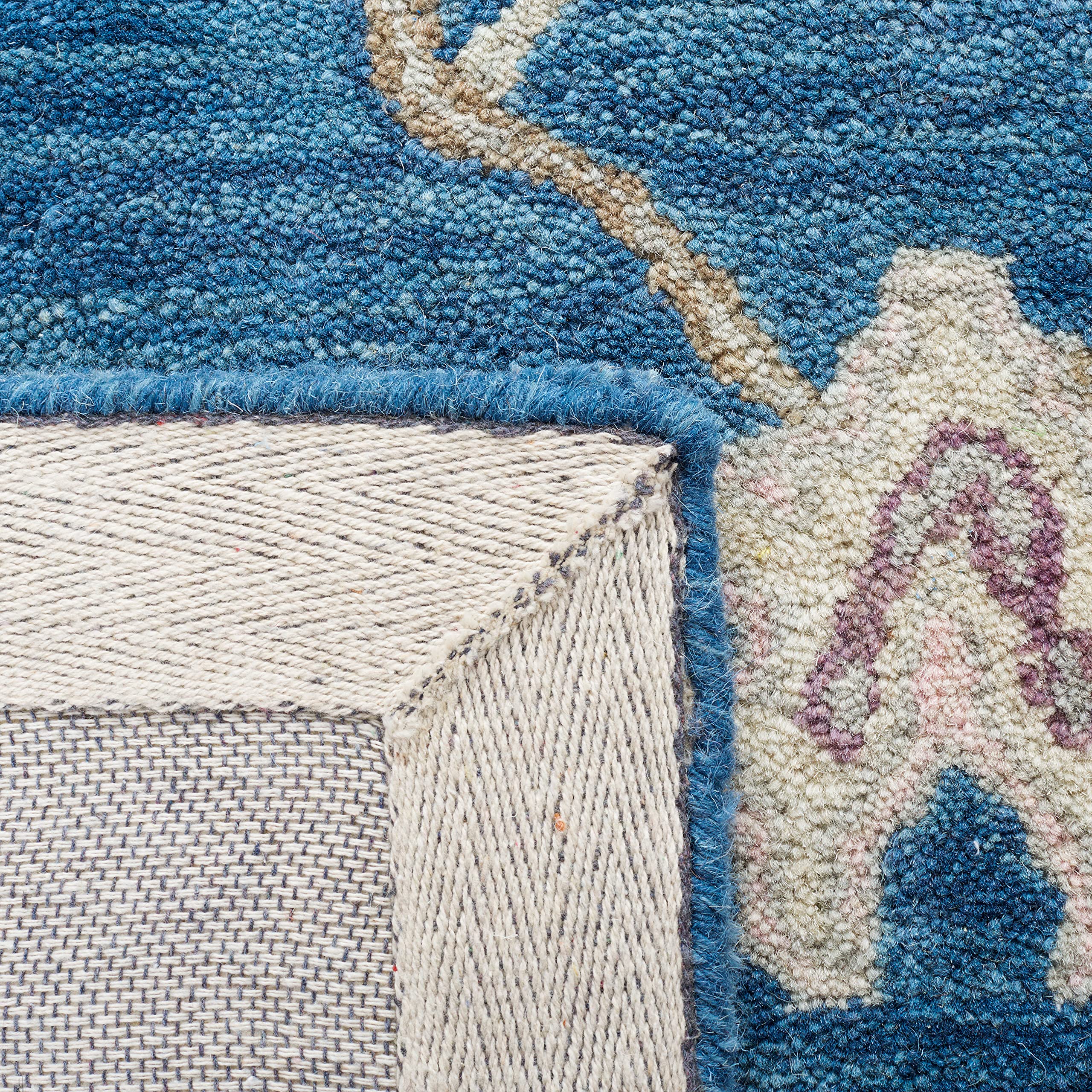 SAFAVIEH Anatolia Collection 6' x 6' Square Blue & Ivory Handmade Wool Area Rug - AN513M - Perfect for Living Room, Dining Room, Bedroom & Home Decor