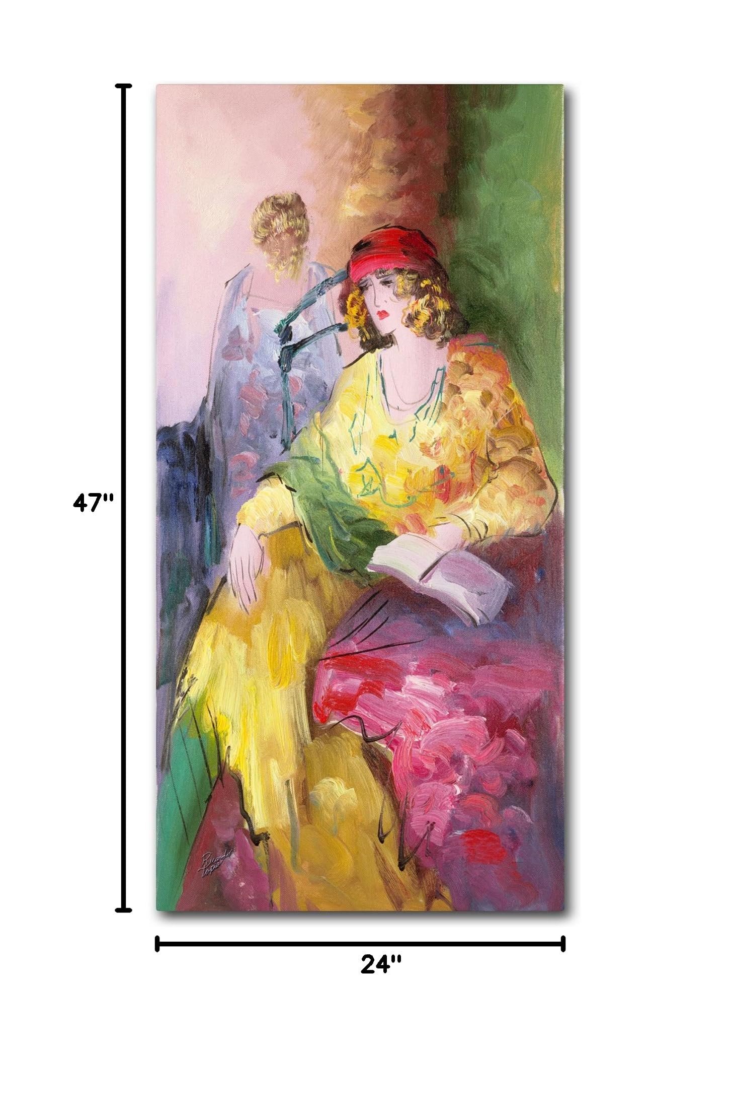 Trademark Fine Art Reading Book by Rosario Tapia - Premium Canvas Wall Art Decor, 24x47 Inches - Perfect for Living Room, Bedroom & Office Decor