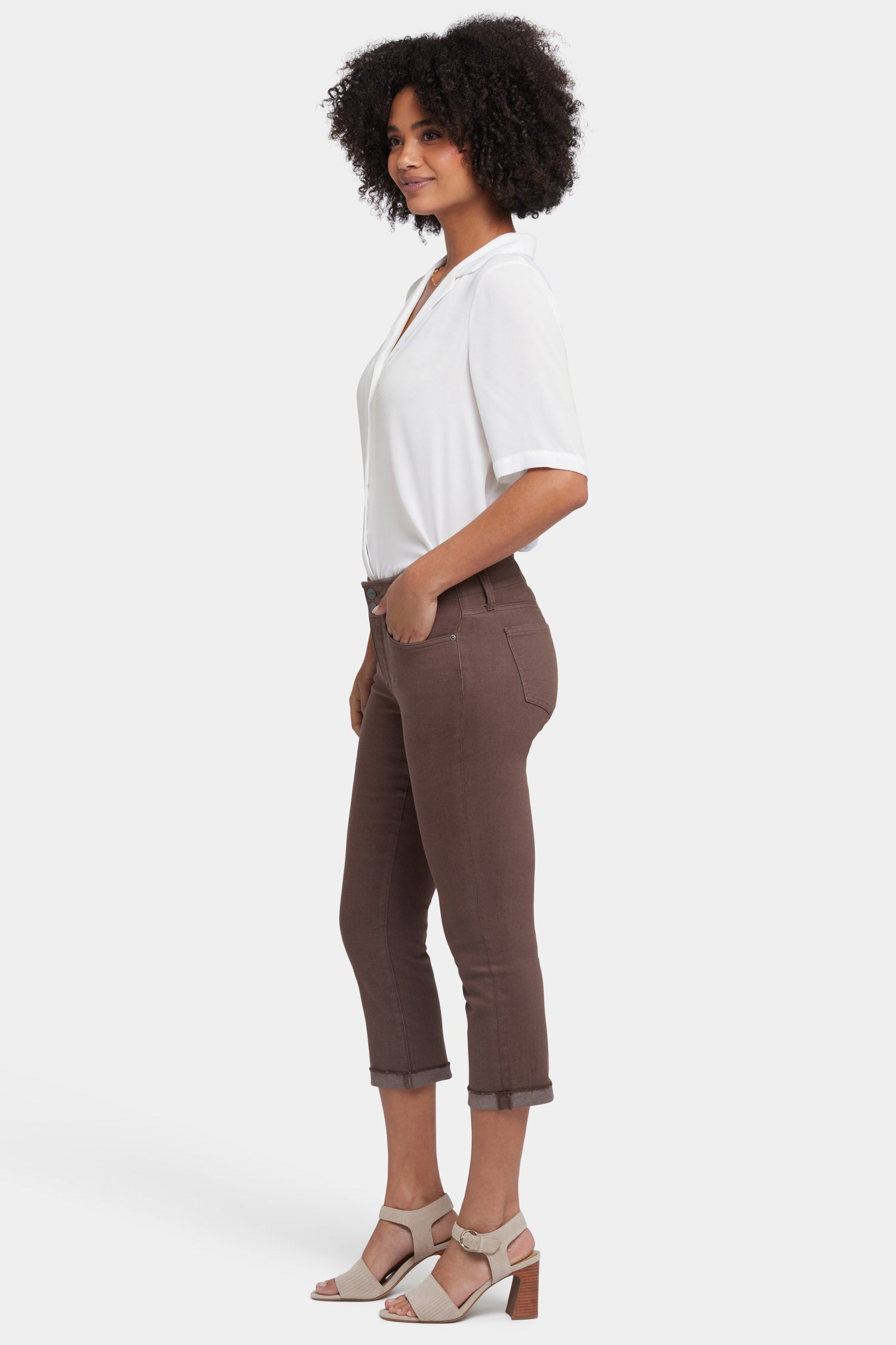 Chloe Capri Jeans for Women - High Waisted Stretch Denim Pants in Coffee Bean Color | Perfect for Casual Wear, Date Nights & Summer Outfits