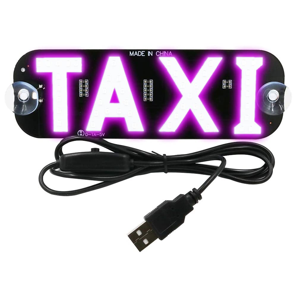 YSY Pink LED Taxi Light Sign - 12V DC Car Charger with USB Switch, Flashing Hook Window Decor for Taxi, Ride Share & Party - Perfect for Night Driving, Events & Promotions