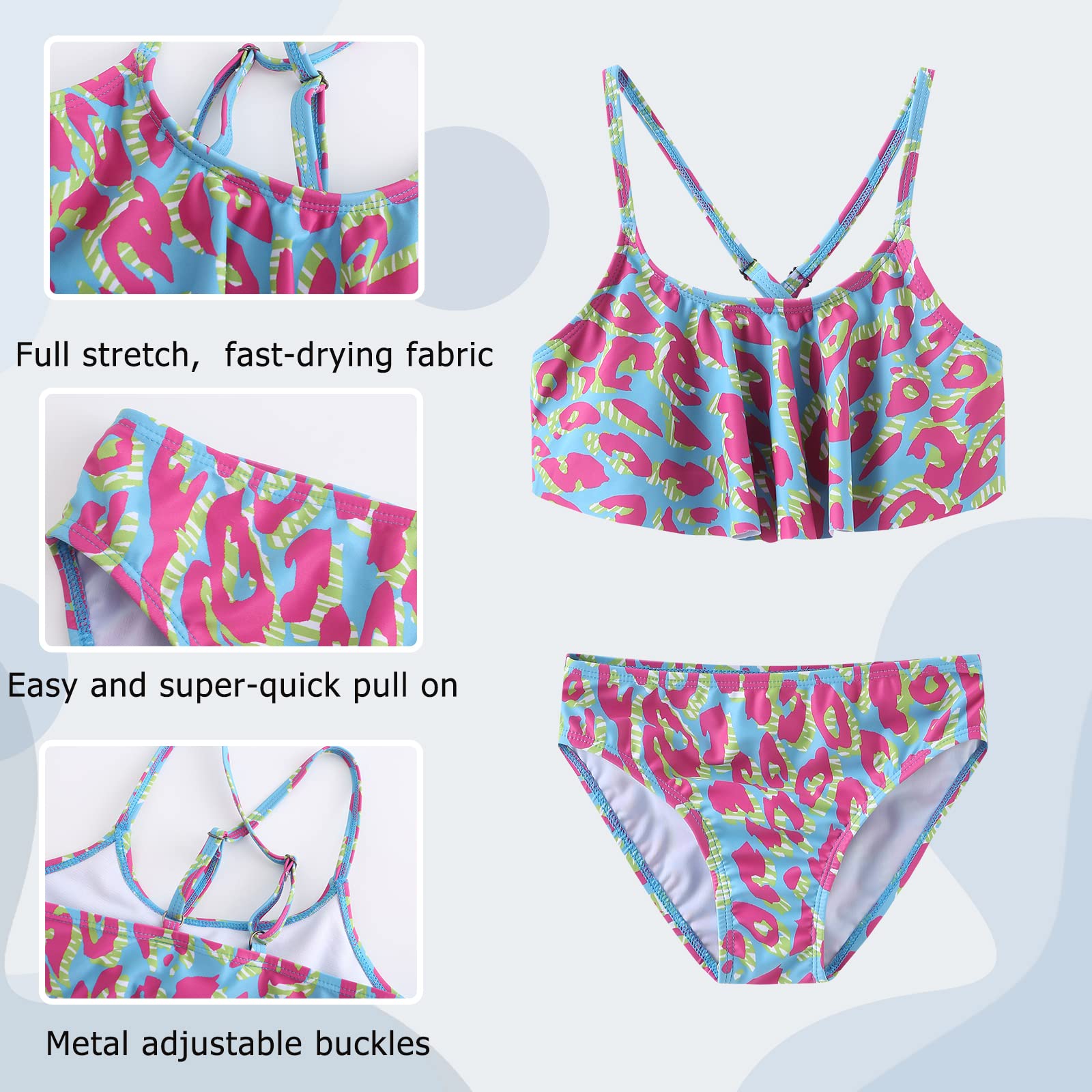 Rainbow Bikini Set for Girls - Adjustable Strap Two Piece Swimsuits | Beach, Pool & Summer Vacation Wear