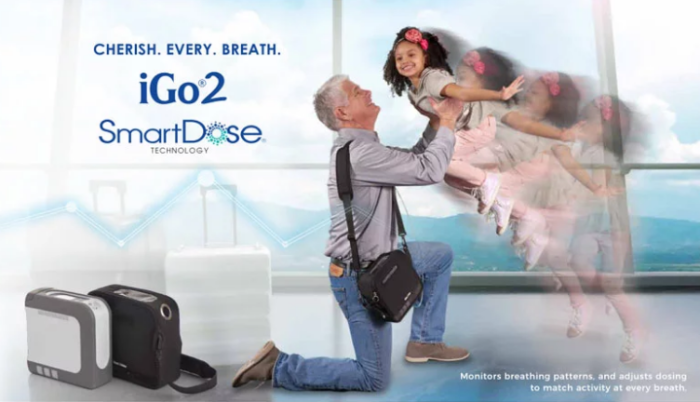 iGo 2 Portable Oxygen Concentrator Machine - Lightweight & Quiet for Travel, Home & Outdoor Use