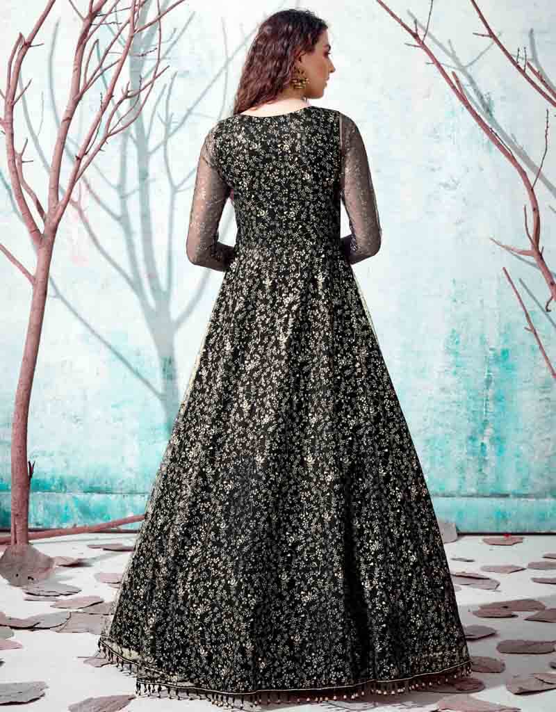 Elegant Black Net Anarkali Suit for Women - Traditional Indian Party Wear for Weddings, Festivals & Special Occasions