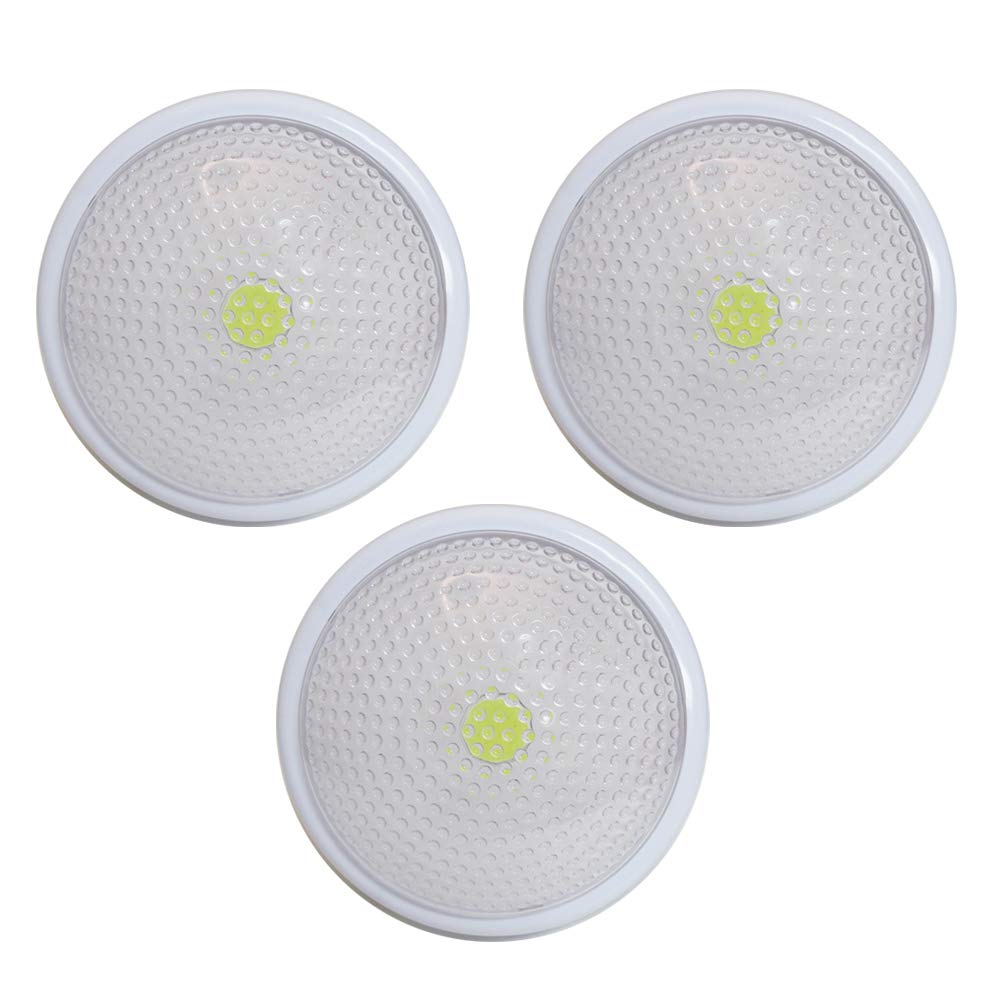3 Pack LED Touch Night Lights - Battery Powered Closet & Counter Tap Lamps for Bedroom, Hallway, Nursery - Emergency Lighting for Power Outages & Safe Night Navigation