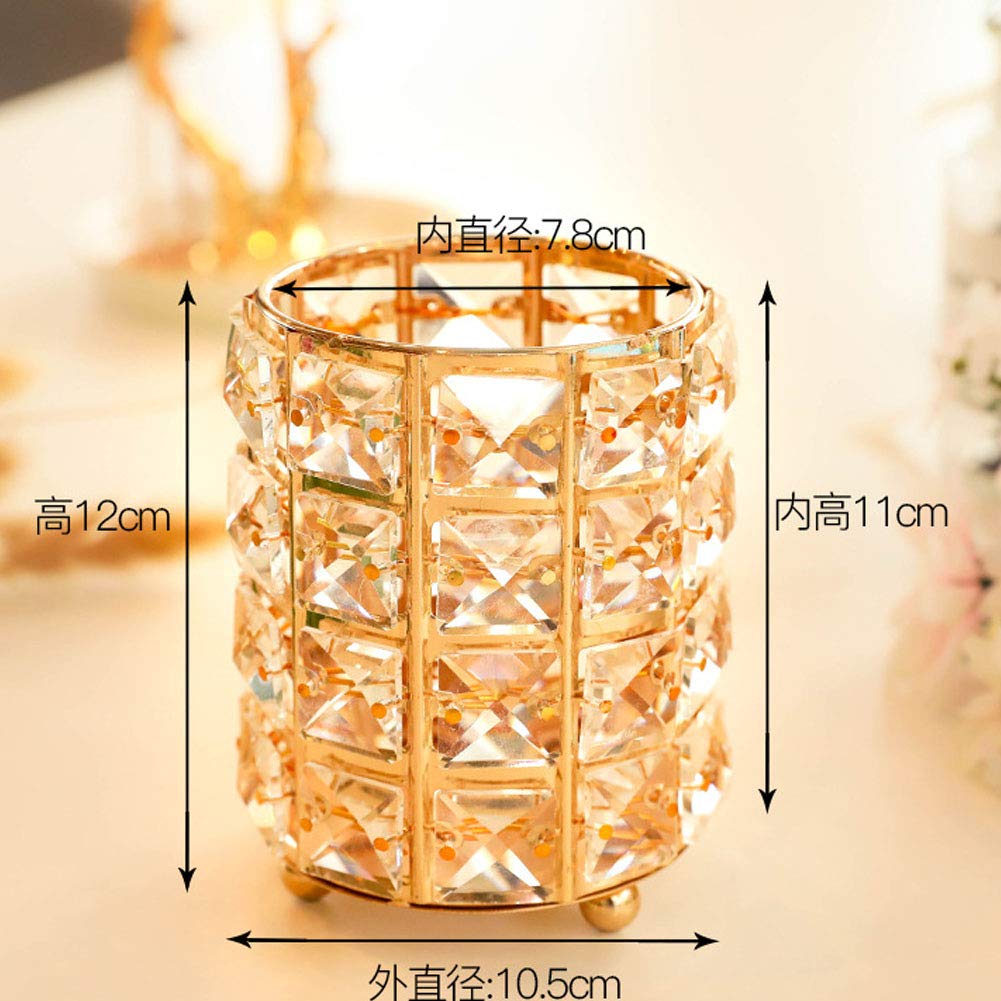 Premium Crystal Cup Pen Holder - Multi-Purpose Desk Organizer for Pens, Makeup Brushes & Office Supplies - Elegant Gold Design for Home, School & Office Workspace Decor
