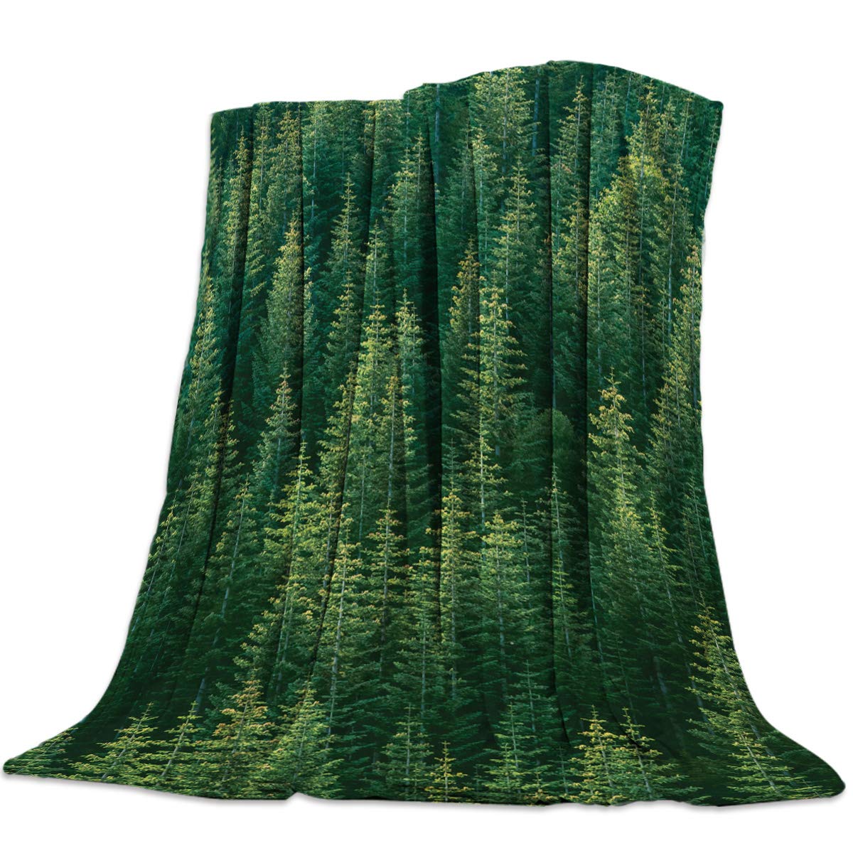 Cozy Flannel Throw Blanket with Green Pine Trees Design - Lightweight Fleece Bed Blanket for All Seasons - Soft & Warm 50x60 Inch Blanket for Sofa, Couch, Chair - Perfect for Adults, Kids, Christmas & Nature Lovers (Great for Lounging, Movie Nights & Winter Snuggles)
