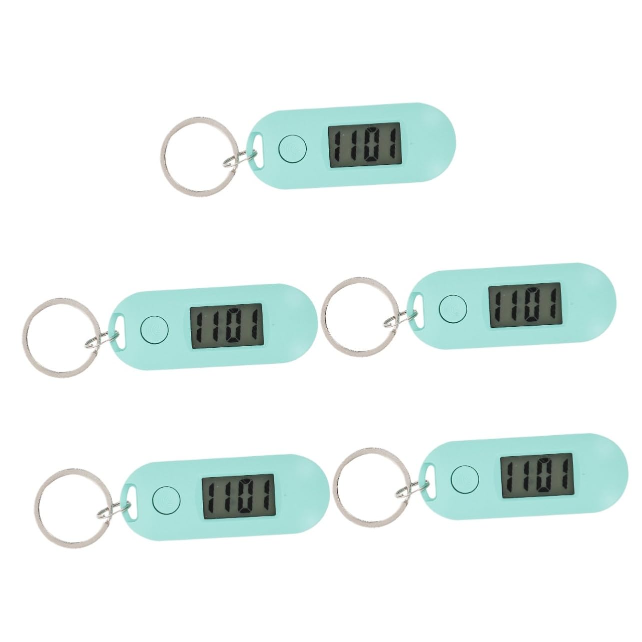 MILISTEN 5 Pack Digital Keychain Watches with LED Light - Green Plastic Keyring Watch for Kids, Men & Women | Perfect for Gifts, Travel, Sports & Emergency Use