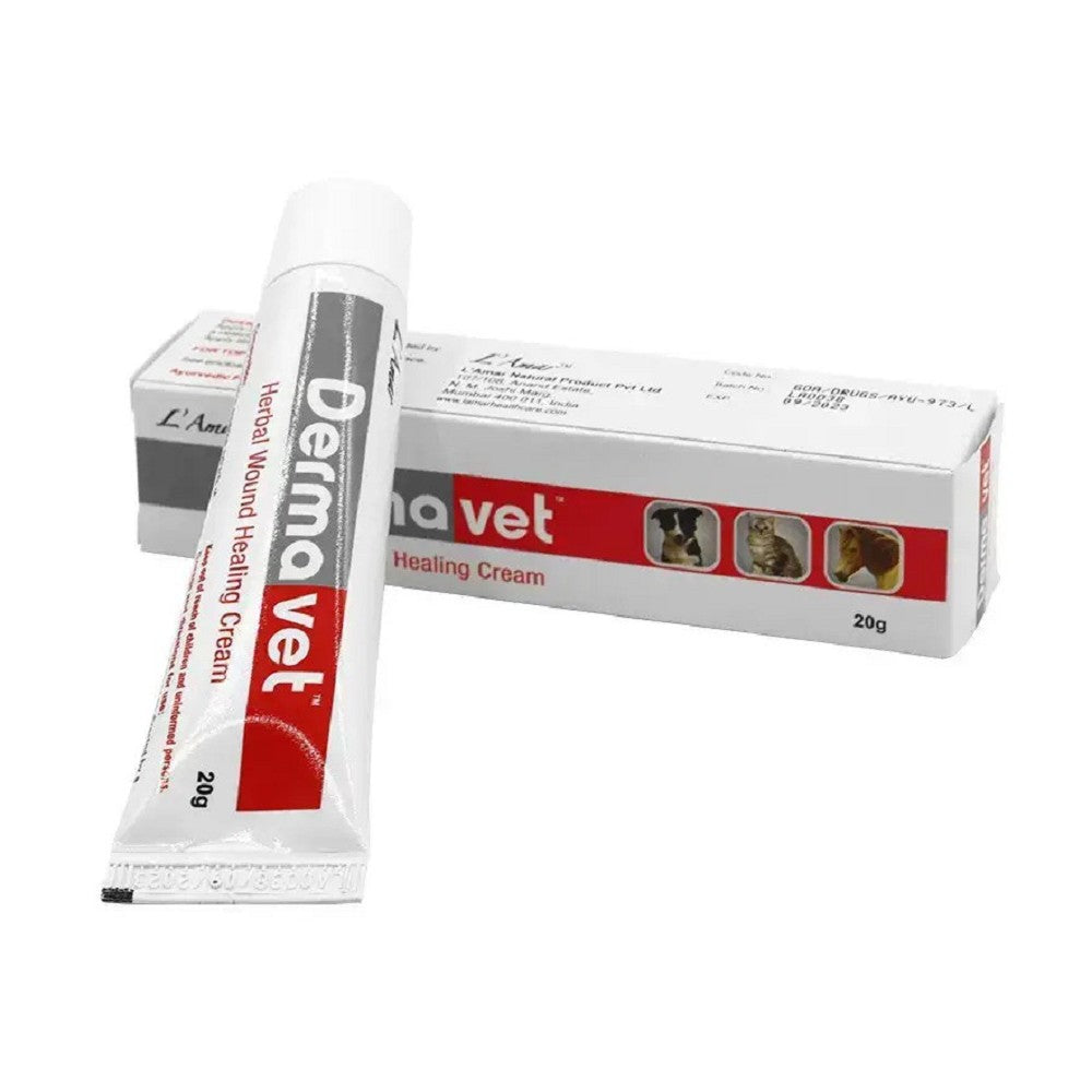 Derma Vet Herbal Wound Healing Cream for Dogs & Cats - Natural Pet First Aid Ointment for Cuts, Scrapes & Skin Irritations - Perfect for Post-Surgery Care & Outdoor Adventures