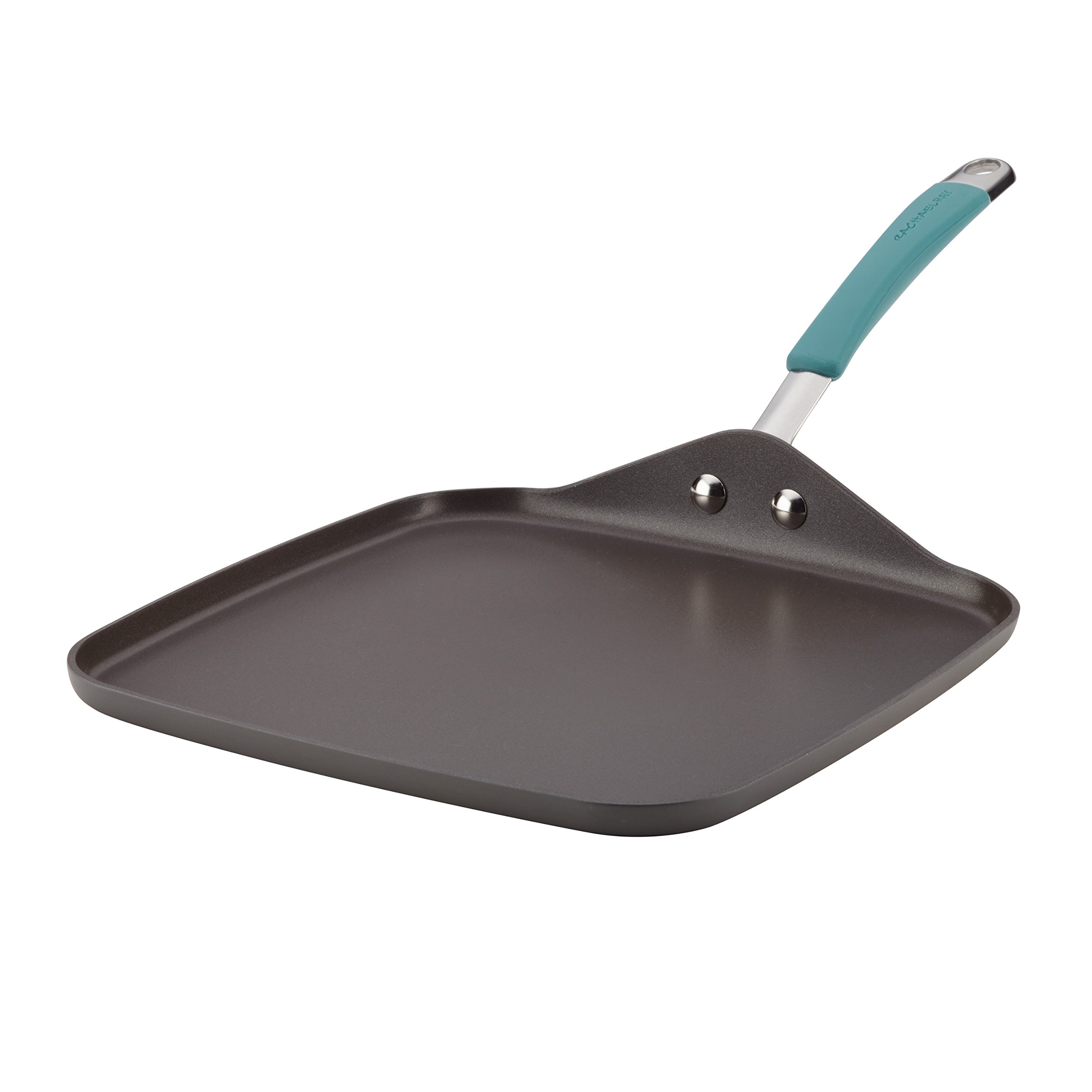 Rachael Ray Cucina 11-Inch Hard Anodized Nonstick Griddle Pan & Flat Grill with Agave Blue Handle - 3-Piece Nonstick Bakeware Set for Cookies, Baking & Grilling - Perfect for Pancakes, Burgers & Sheet Pan Dinners