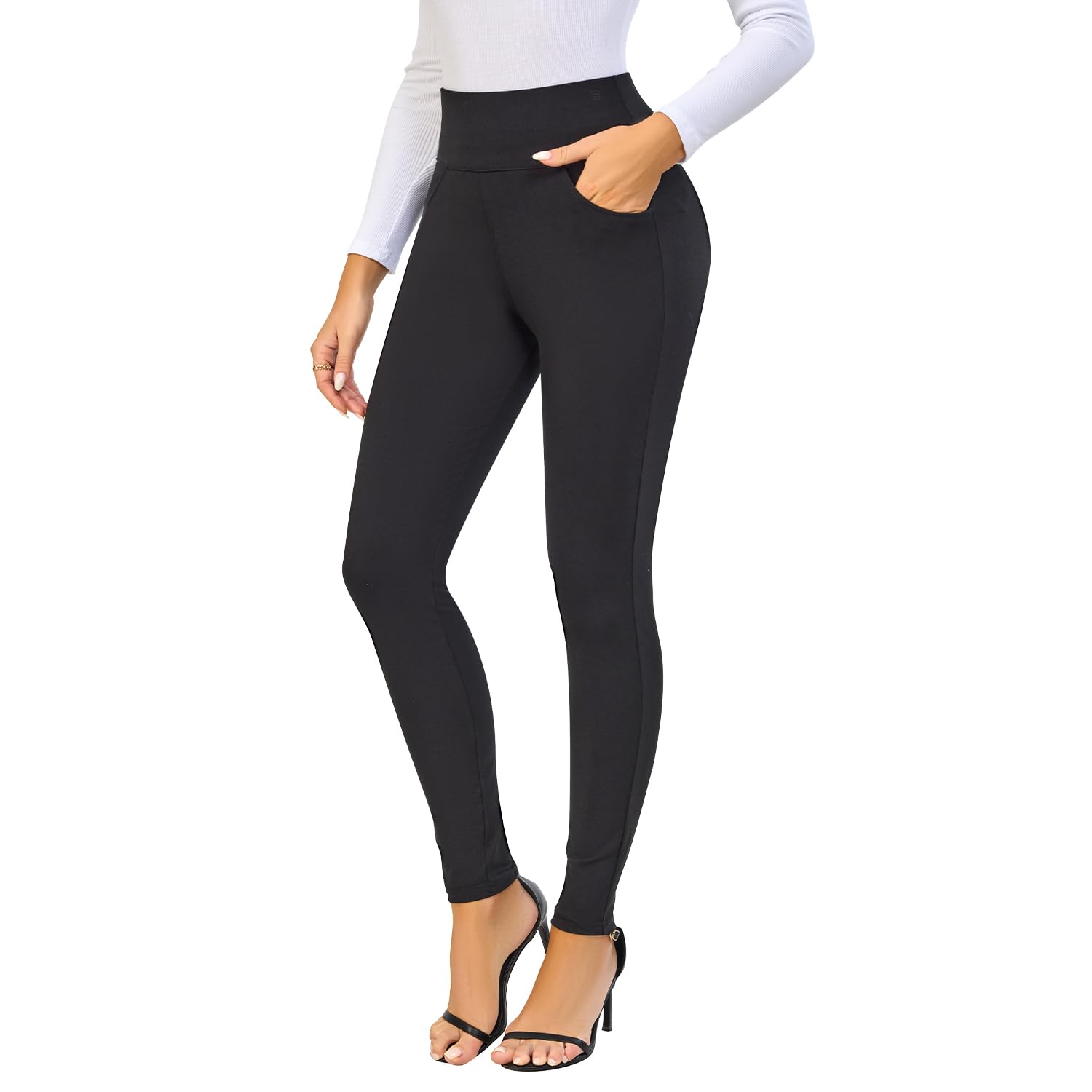 Stylish Women's Stretch Skinny Dress Pants - High Waist Slim Fit Pull-On Trousers with Pockets | Comfortable Office Work Pants & Casual Wear for Business, Travel & Everyday Use