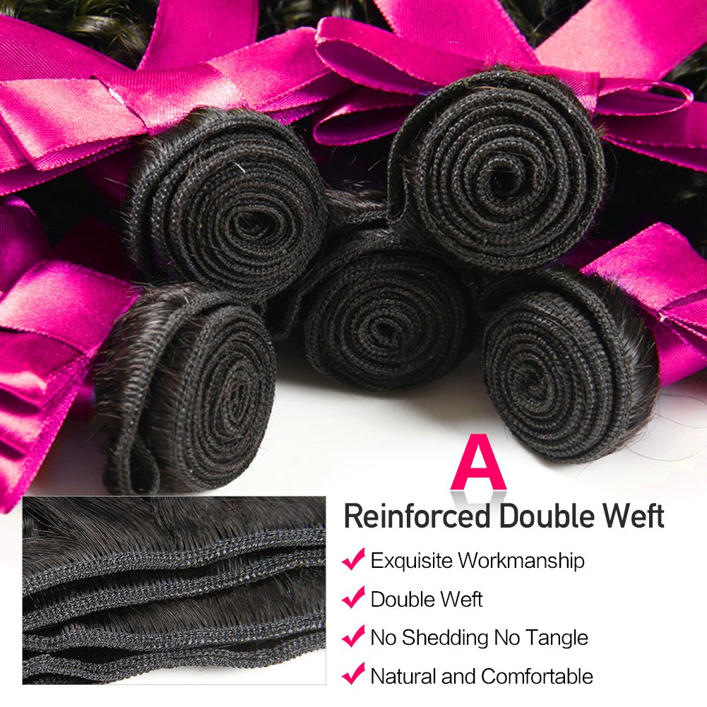 Brazilian Curly Human Hair Extensions 3 Bundles - 10A Unprocessed Virgin Hair, 20/22/24 Inch, Double Weft, Black | Natural Curly Weave for Women | Perfect for Daily Wear, Parties & Special Occasions
