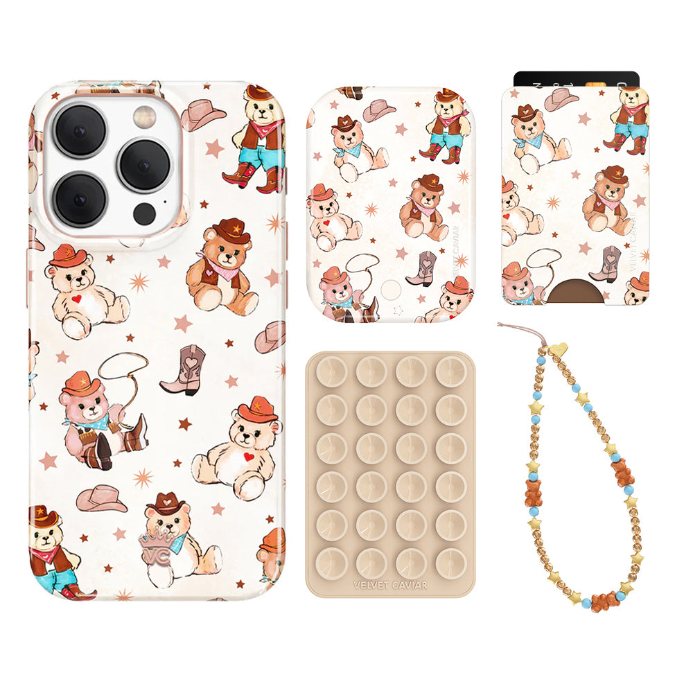 Cowboy Teddy iPhone Case with Wallet Holder - Stylish & Functional Phone Accessory for Everyday Use, Travel, and Outdoor Adventures
