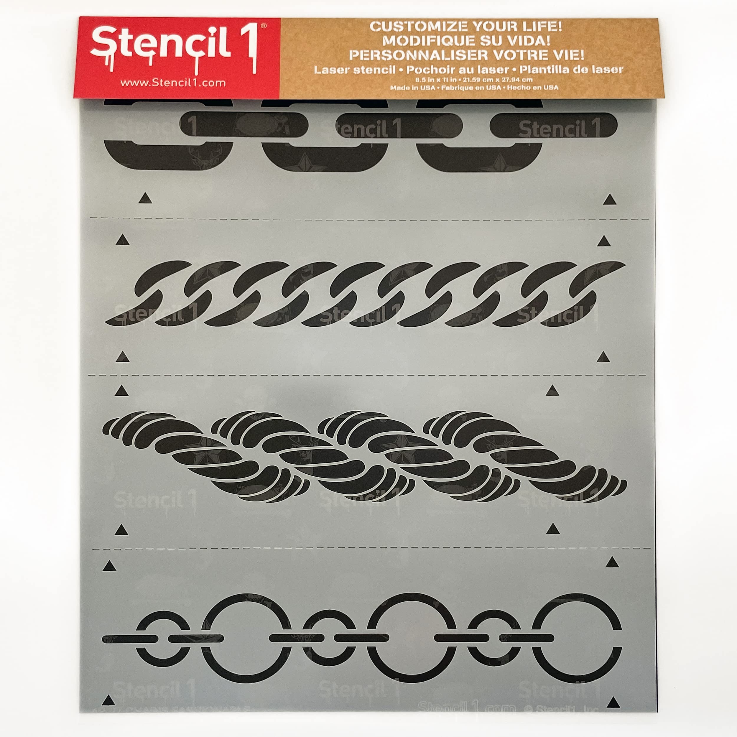 Durable Reusable Stencil Set for Drawing & Painting - 4-Pack Stencil Chains for Wall Art, Fabric, Furniture Décor & DIY Crafts - Perfect for Home Decor, Scrapbooking & Creative Projects