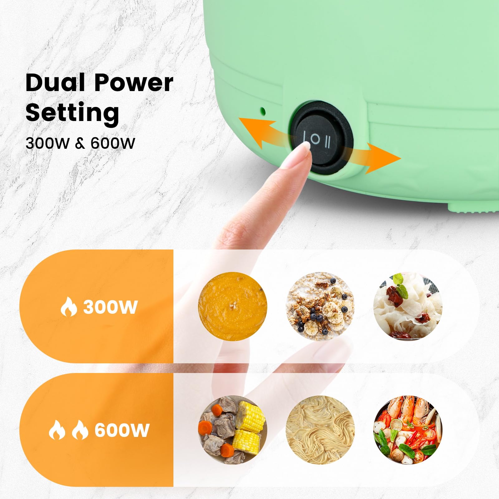 1.8L Mini Electric Hot Pot with Steamer - Fast Ramen Noodle Cooker, Portable Self-Heating Pot for Cooking Noodles, Oatmeal & Pasta | Perfect for Dorm, Office & Travel | Non-Stick Green Shabu Shabu Hot Pot