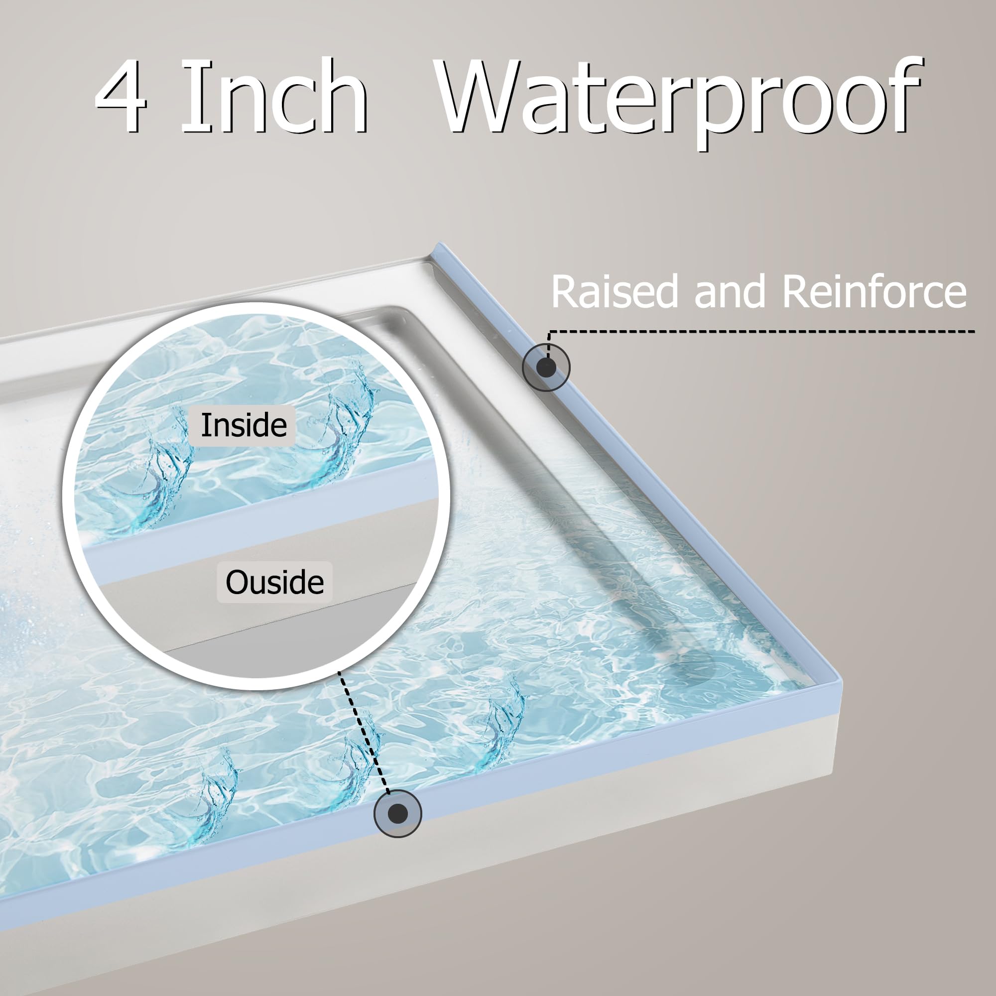 MORVANO 32 x 60 Inch Acrylic Shower Base with Single Threshold - Left Drain Location, Glossy White Shower Pan with Black Stainless Steel Cover - Perfect for Modern Bathroom Renovations and Small Space Solutions