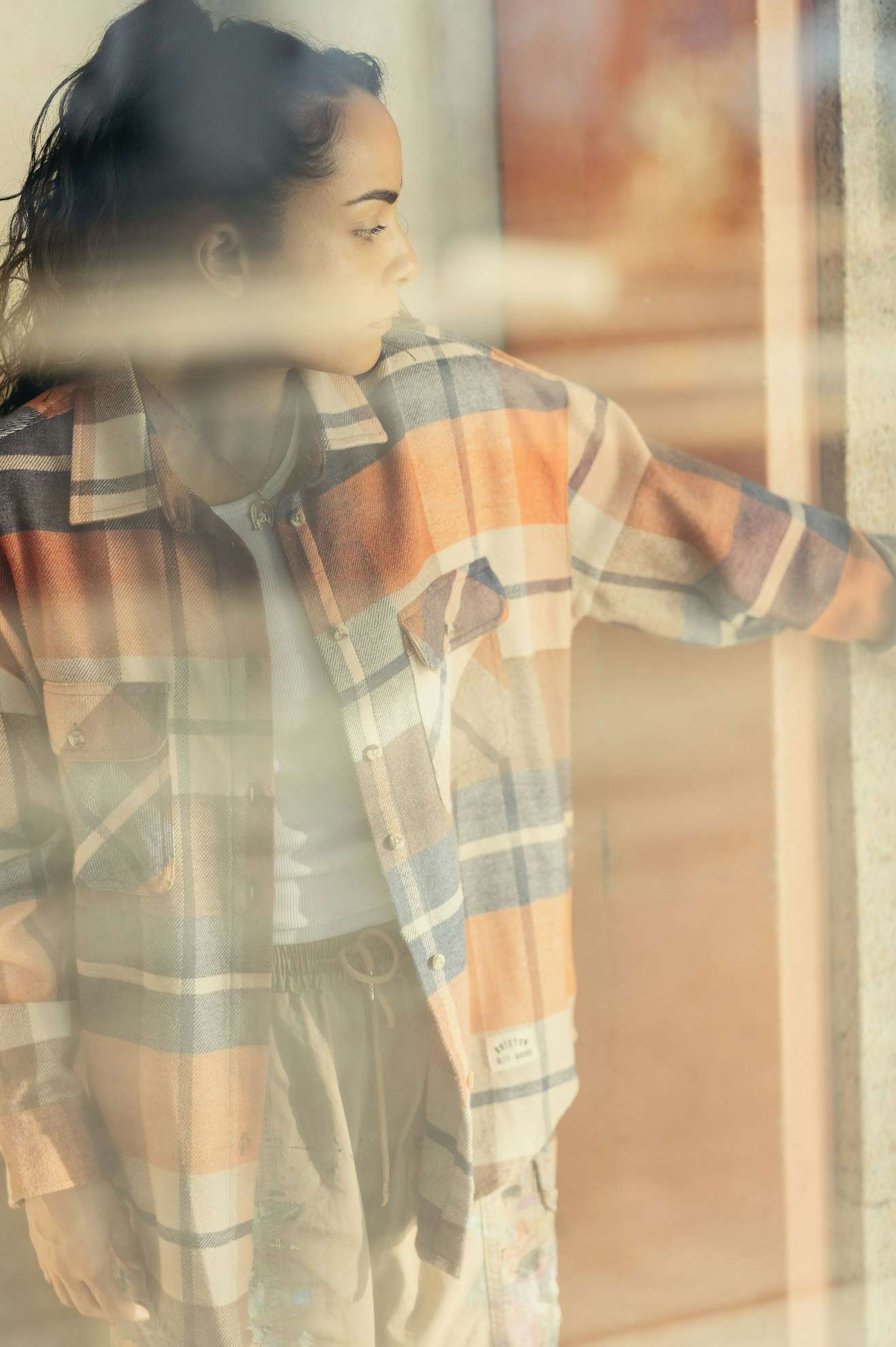 Bowery Women's Classic Long Sleeve Flannel Shirt - Navy/Mars Red/White Plaid - Soft & Warm Casual Shirt for Fall & Winter - Perfect for Outdoor Activities, Layering & Cozy Loungewear