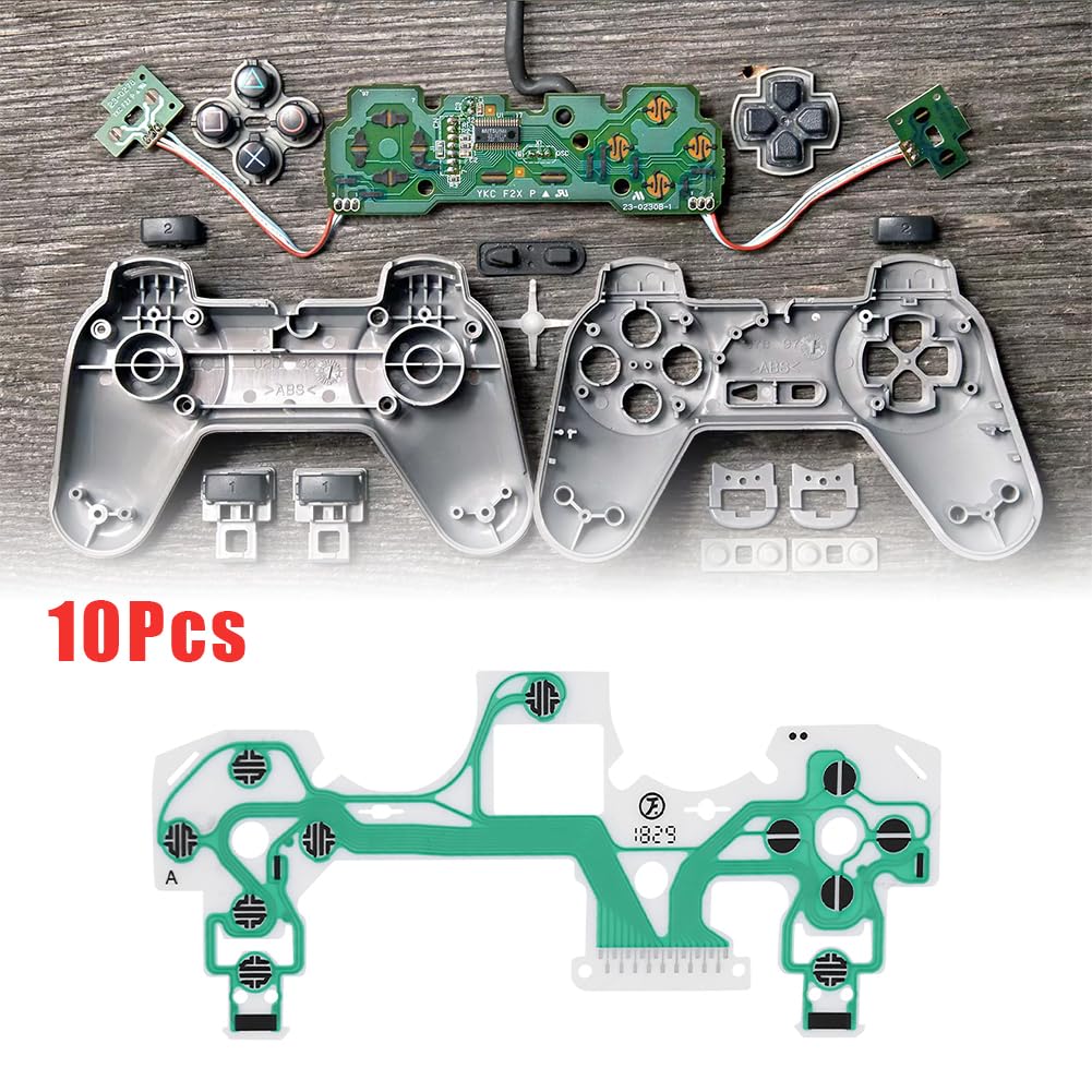 Tiiyee 10PCS PS4 Controller Replacement Conductive Film, Flexible Ribbon Cable for Playstation 4 Gamepad - Universal Repair Part for Buttons & Triggers (Green) - Perfect for DIY Fixes & Professional Gaming Sessions