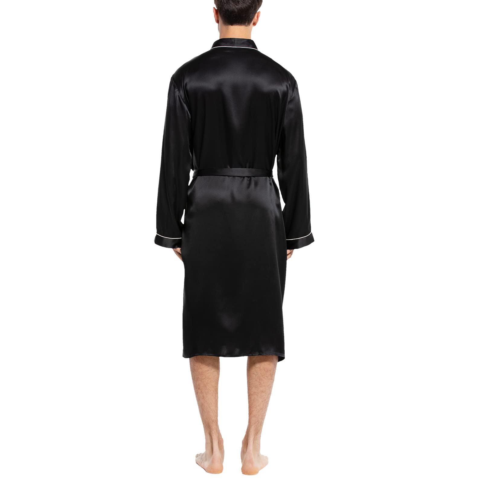 Luxury Mulberry Silk Robe for Men - Lightweight Long Sleeve Bathrobe & Sleepwear - Premium 100% Real Silk Kimono - Perfect for Spa, Lounge & Home Relaxation