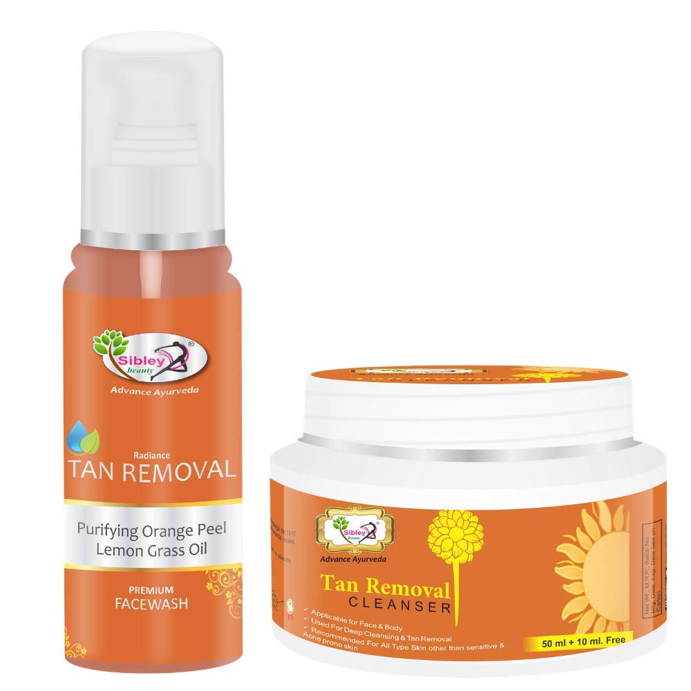 Sibley Beauty Orange De-Tan Face Wash & Cleanser Set - 100ml + 60gm - Skin Brightening, Tan Removal for Men & Women - Perfect for Daily Skincare & Post-Sun Care Routine