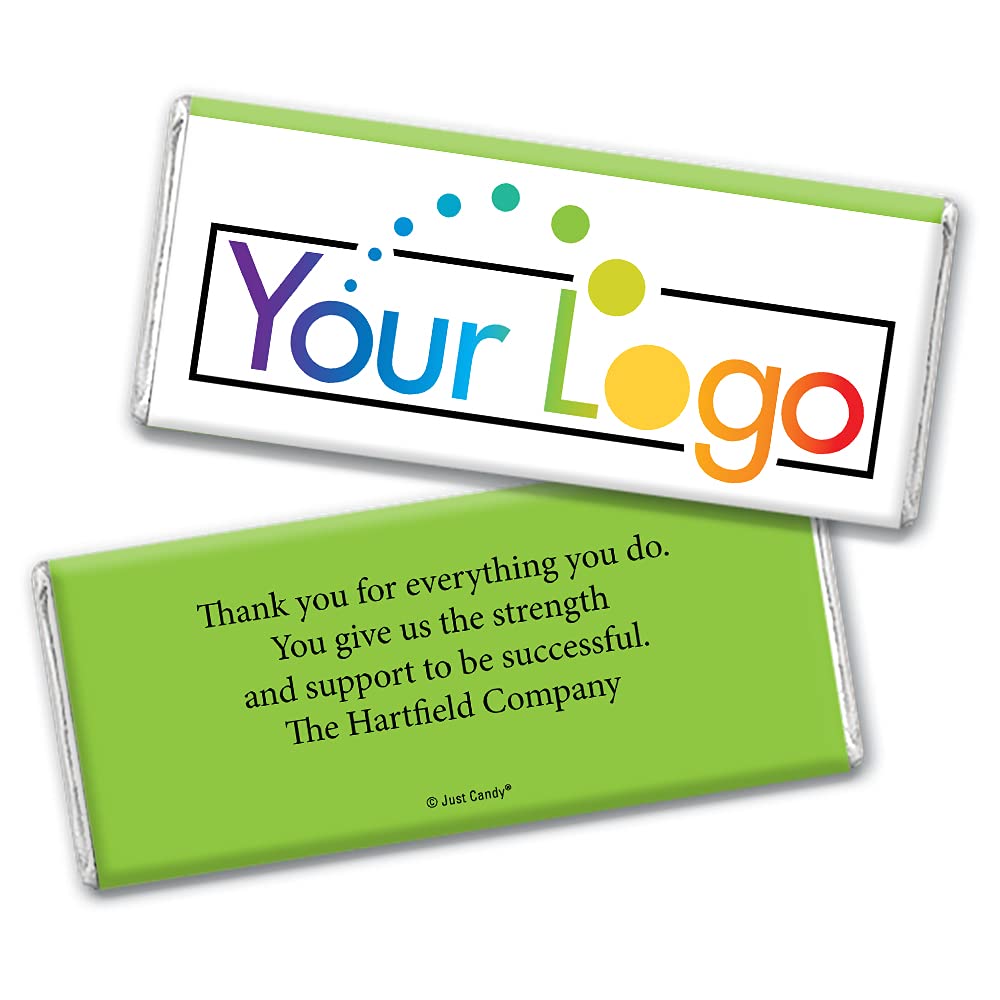 Custom Logo Chocolate Bars - 100 Pack Bulk Promotional Candy for Events, Parties & Corporate Gifts - Kiwi Green Flavor - Branded Marketing Giveaways