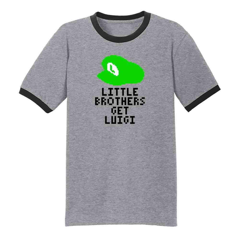 Pop Threads Little Brothers Get Luigi Gaming Graphic Tee for Men - Cool Video Game Inspired T-Shirt for Casual Wear & Gaming Events