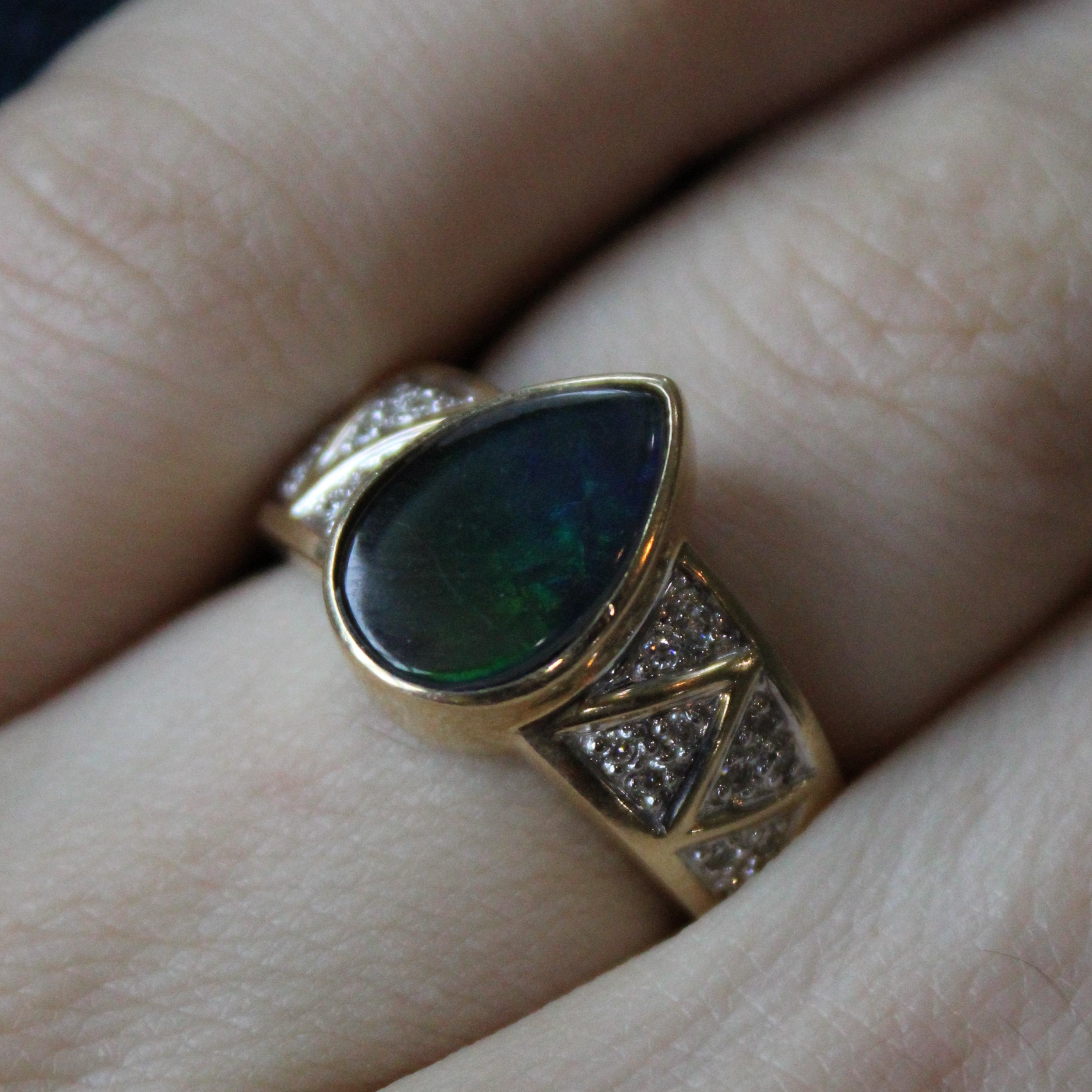 Exquisite 1.95ct Ammolite & 0.11ct Diamond Ring - Size 7.25 | Natural Gemstone Jewelry for Women | Perfect for Weddings, Anniversaries & Special Occasions