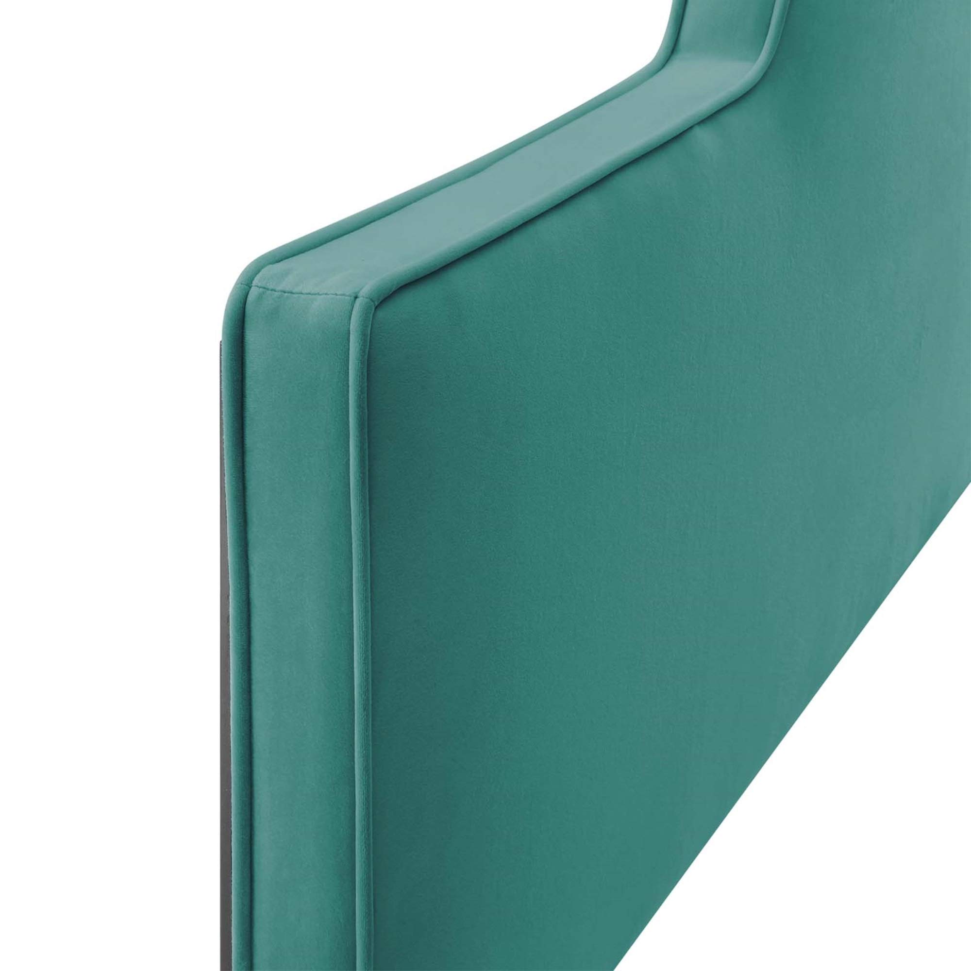 Premium Velvet Upholstered Headboard for Full/Queen Beds - Elegant Curved Design with Stain-Resistant Fabric & Adjustable Cushioning - Fits Most Bed Frames in Teal Blue - Perfect for Master Bedrooms, Guest Rooms & Luxury Apartments