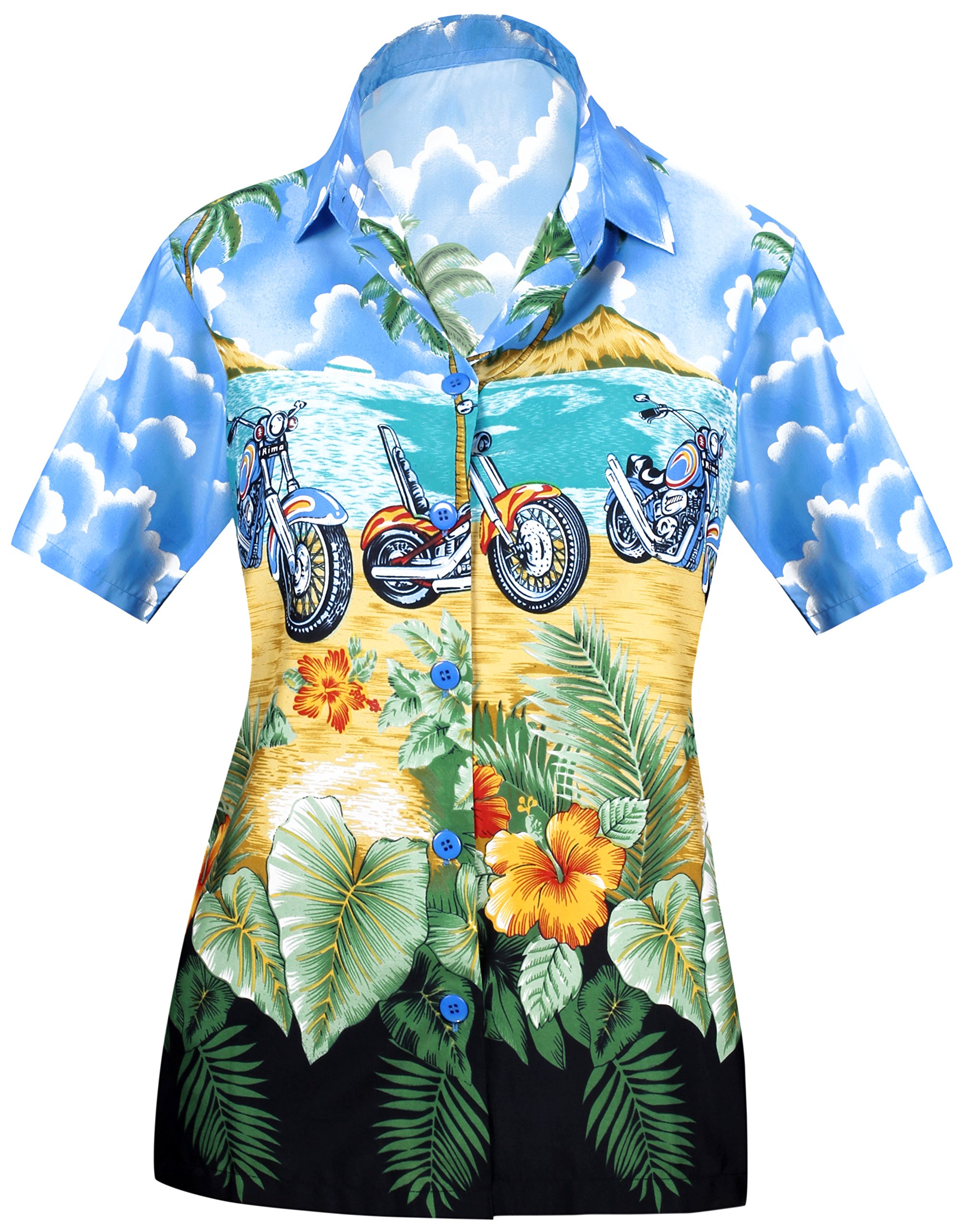 LA LEELA Women's Hawaiian Shirt - Short Sleeve Beach Blouse for Summer Vacation, Tropical Party & Casual Outfit | Floral Print Vacation Shirt for Poolside, Luau & Island Getaways